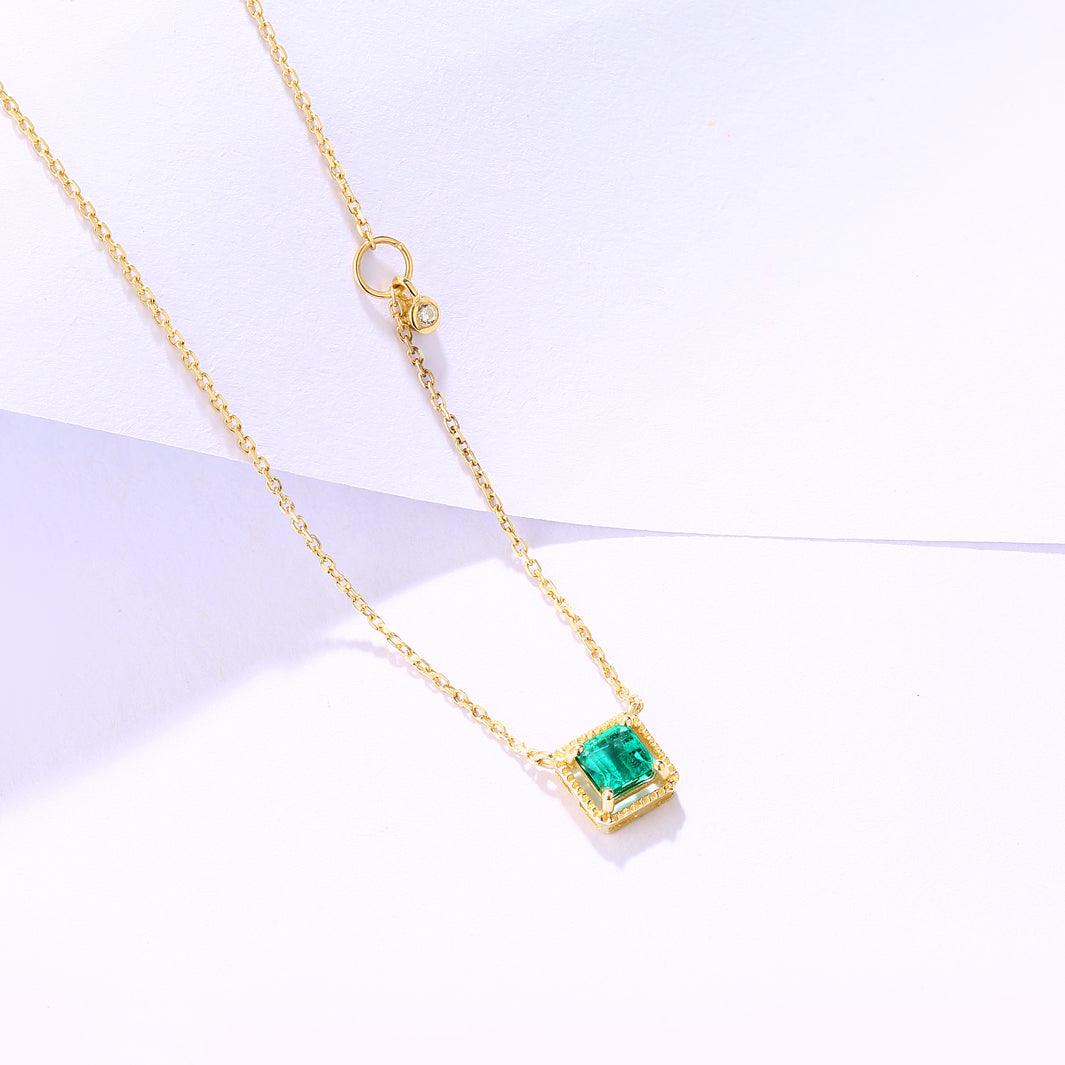 Elegant Gold Emerald Pendant Necklace for Women - 14K Gold Plated Emerald Gemstone Jewelry - Perfect for Weddings, Anniversaries & Special Occasions