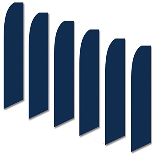 6 Pack Dark Navy Blue Swooper Flags - Solid Plain Color for Outdoor Events, Sports Games, and Party Decorations