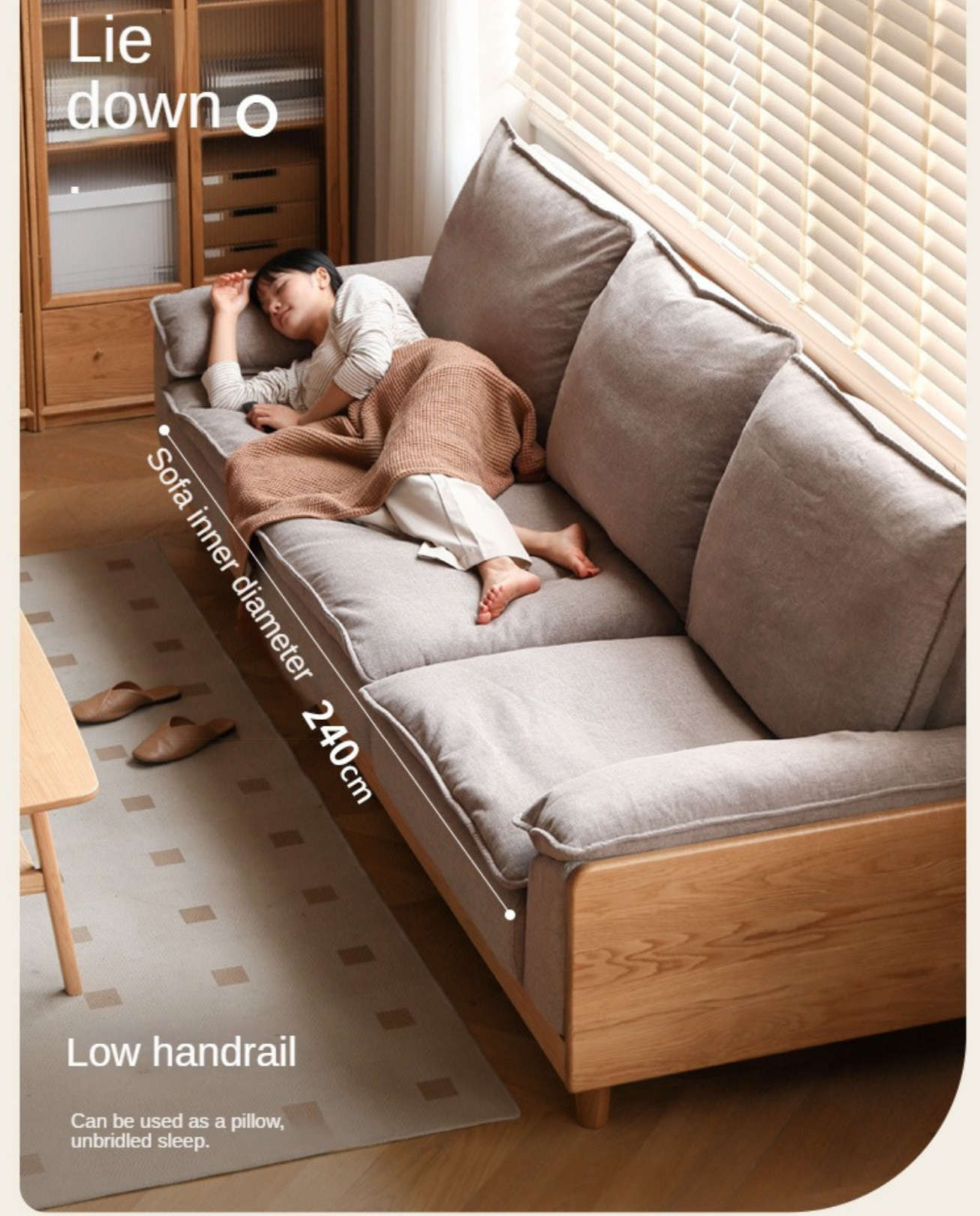 Solid Oak Wood Straight Sofa - Modern & Durable Hardwood Sofa for Living Room, Office, or Lounge - Perfect for Home Decor and Comfortable Seating