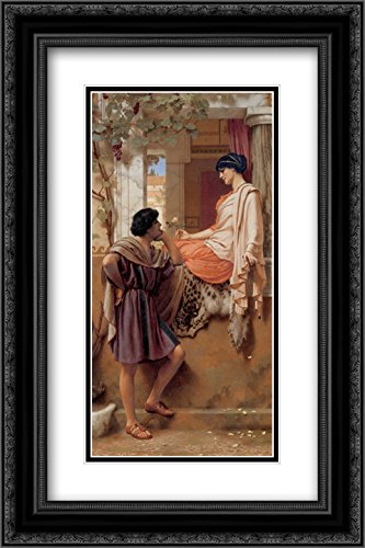 16x24 Black Ornate Frame with Double Matted Museum Art Print - John William Godward Classic Painting - Perfect for Living Room, Bedroom & Office Decor