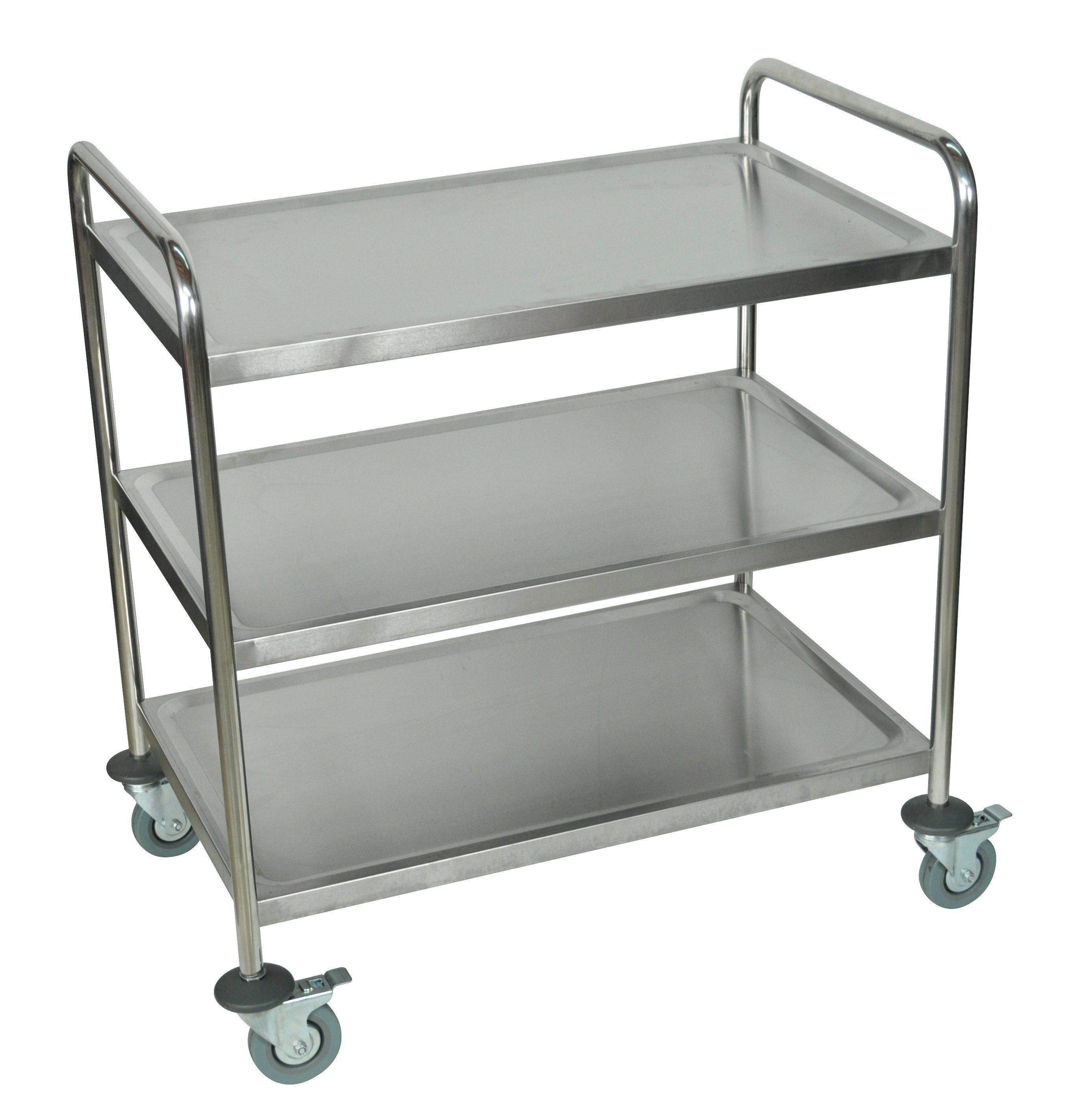 Stainless Steel 3-Tier Rolling Utility Cart - Heavy Duty Kitchen Cart with Wheels for Home, Office, or Commercial Use - Perfect for Kitchen Storage, Bathroom Organization, and Garage Shelving