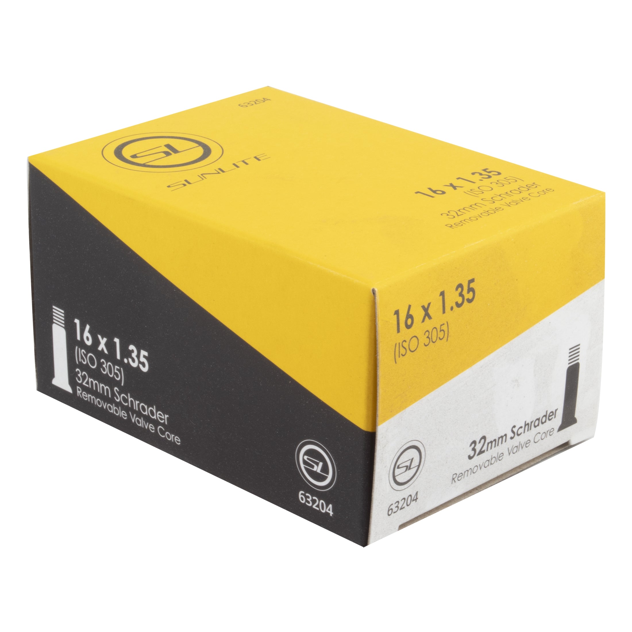 SunLite Standard Schrader Valve Tube 16x1.35 (305x37) SV32 FFW38mm - Premium Bike Inner Tube for Road & Hybrid Bikes - Perfect for Commuting, Fitness Riding and Urban Cycling