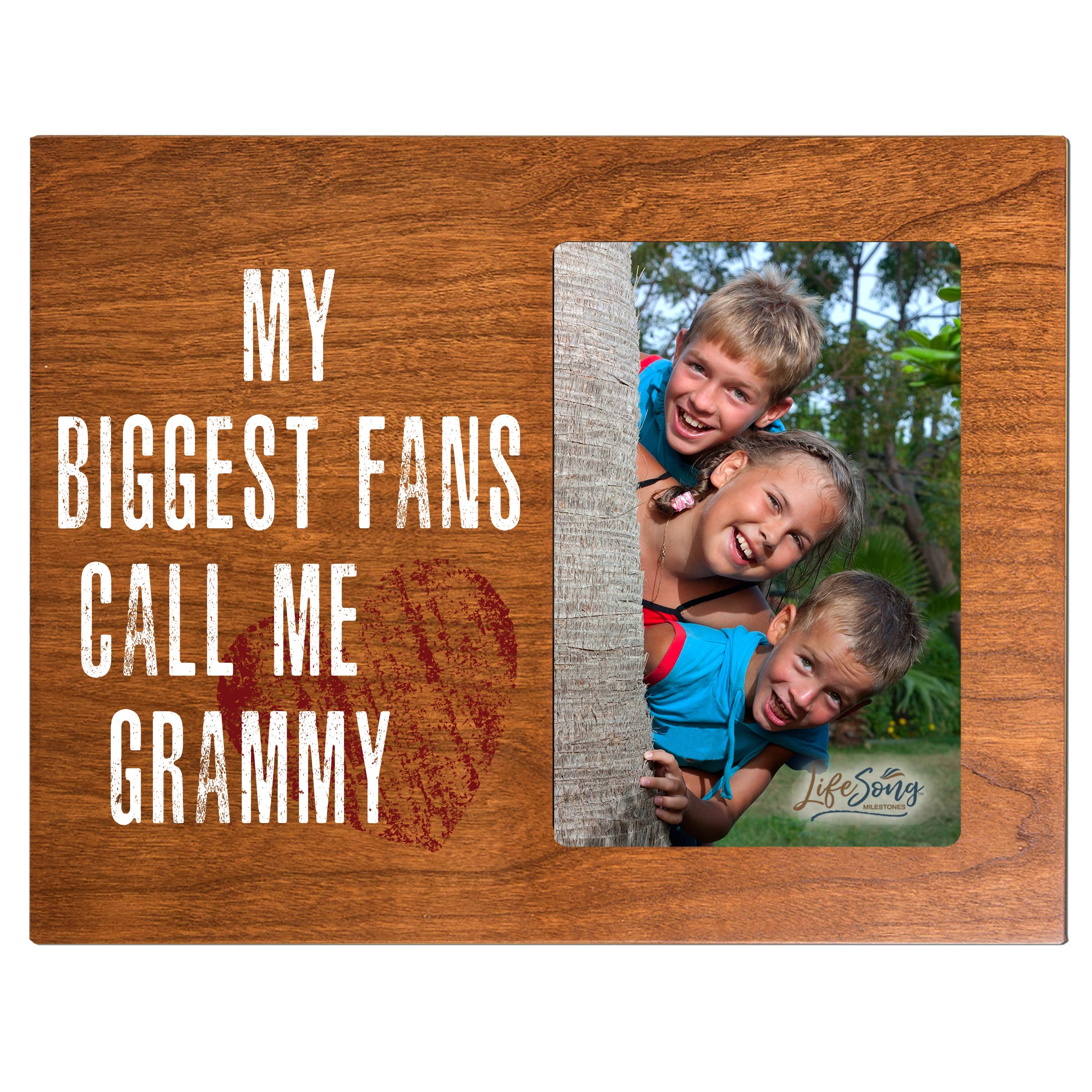 LifeSong Milestones My Biggest Fans Call Me - 8”x10” Cherry Wood Photo Frame for Grandmother, Grammy & Mom - Holds 4”x6” Picture - Perfect Gift for Mother's Day, Birthday & Family Keepsakes