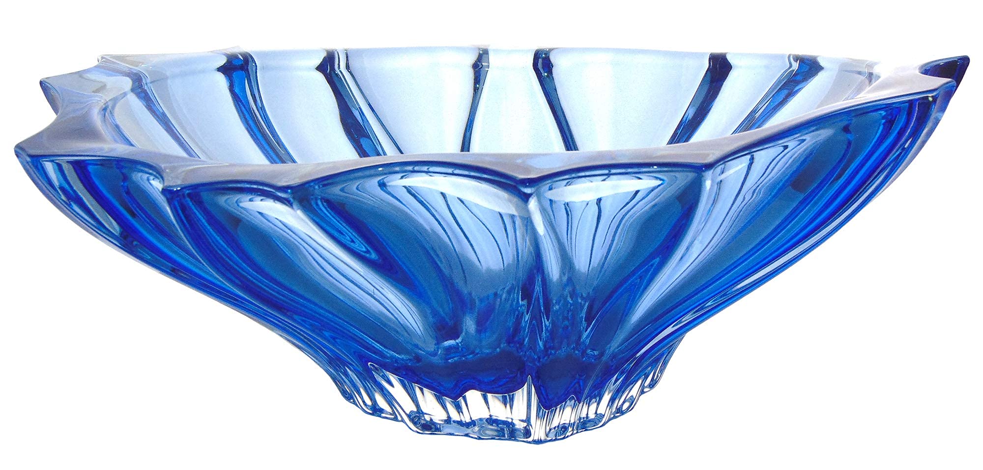 Plantica Blue Collection 13-inch Modern Crystal Handcrafted Decorative Bowl - Elegant Home Decor for Centerpieces, Dining Table Display & Gift Giving