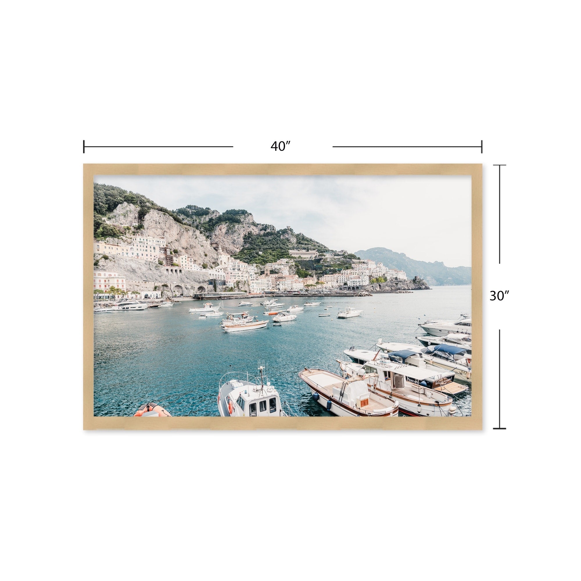 Amalfi Coast Boats Framed Textured Wall Art - Italian Seascape Painting for Living Room, Bedroom & Office Decor