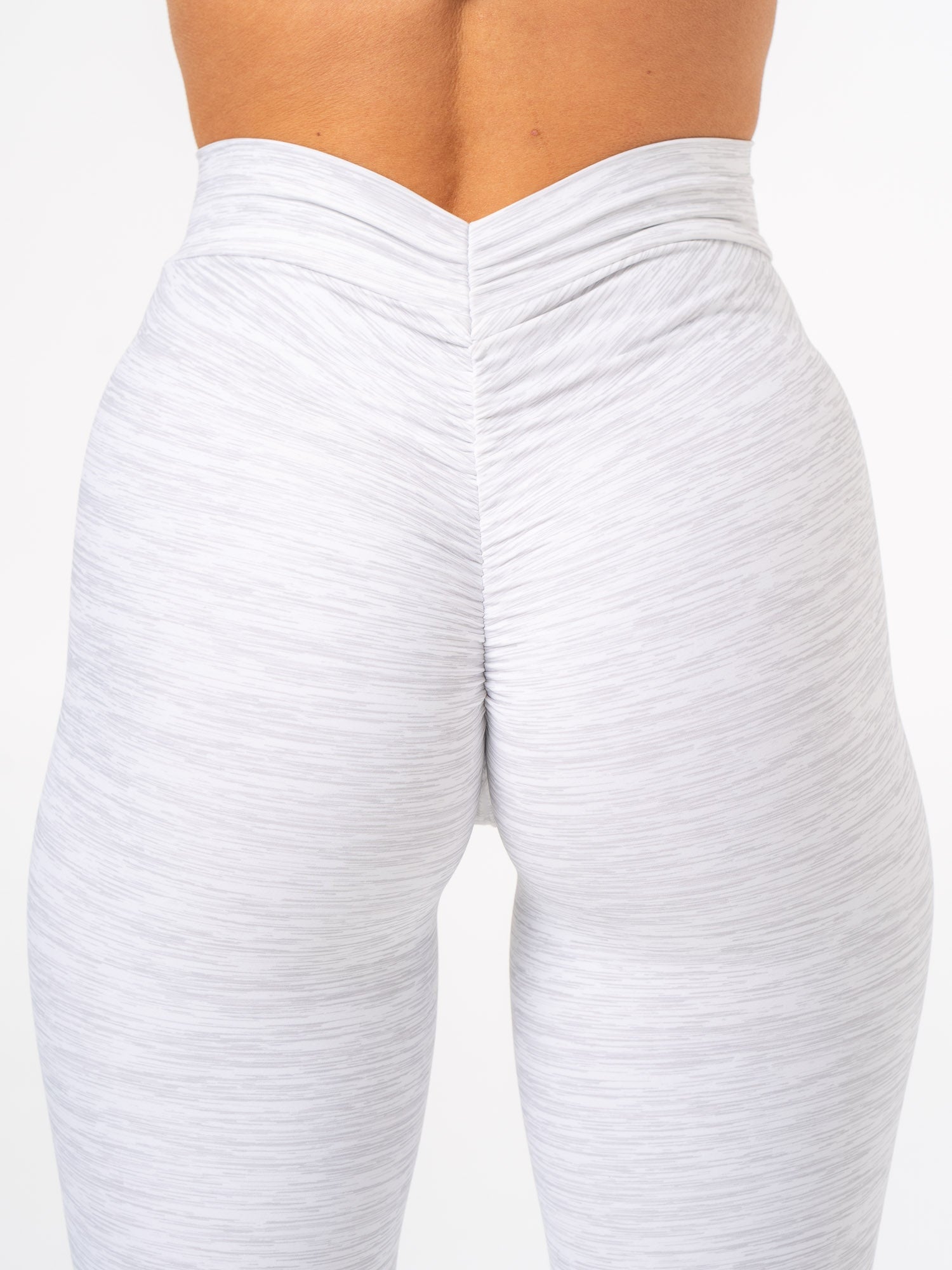 NKD V Scrunch Leggings - Grey Marl High Waist Yoga Pants for Women | Tummy Control Workout Leggings | Perfect for Yoga, Gym & Lounge Wear