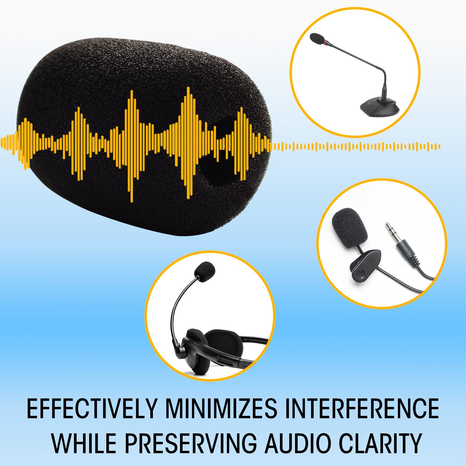 10 Pack Black Foam Windscreen Covers for Lapel Microphones - Mini Size Noise Reduction & Protection for Podcasting, Interviews, and Public Speaking