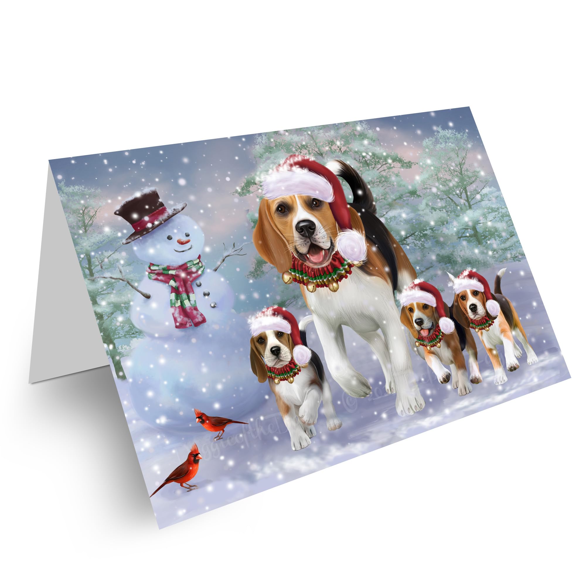 Christmas Dog Greeting Cards for Beagle Lovers - 10 Adorable Pet Invitation Cards with Envelopes - Festive Holiday Cards for Family, Friends & Pet Owners - Perfect for Christmas Gifts, Pet Birthday Parties & Holiday Mailings