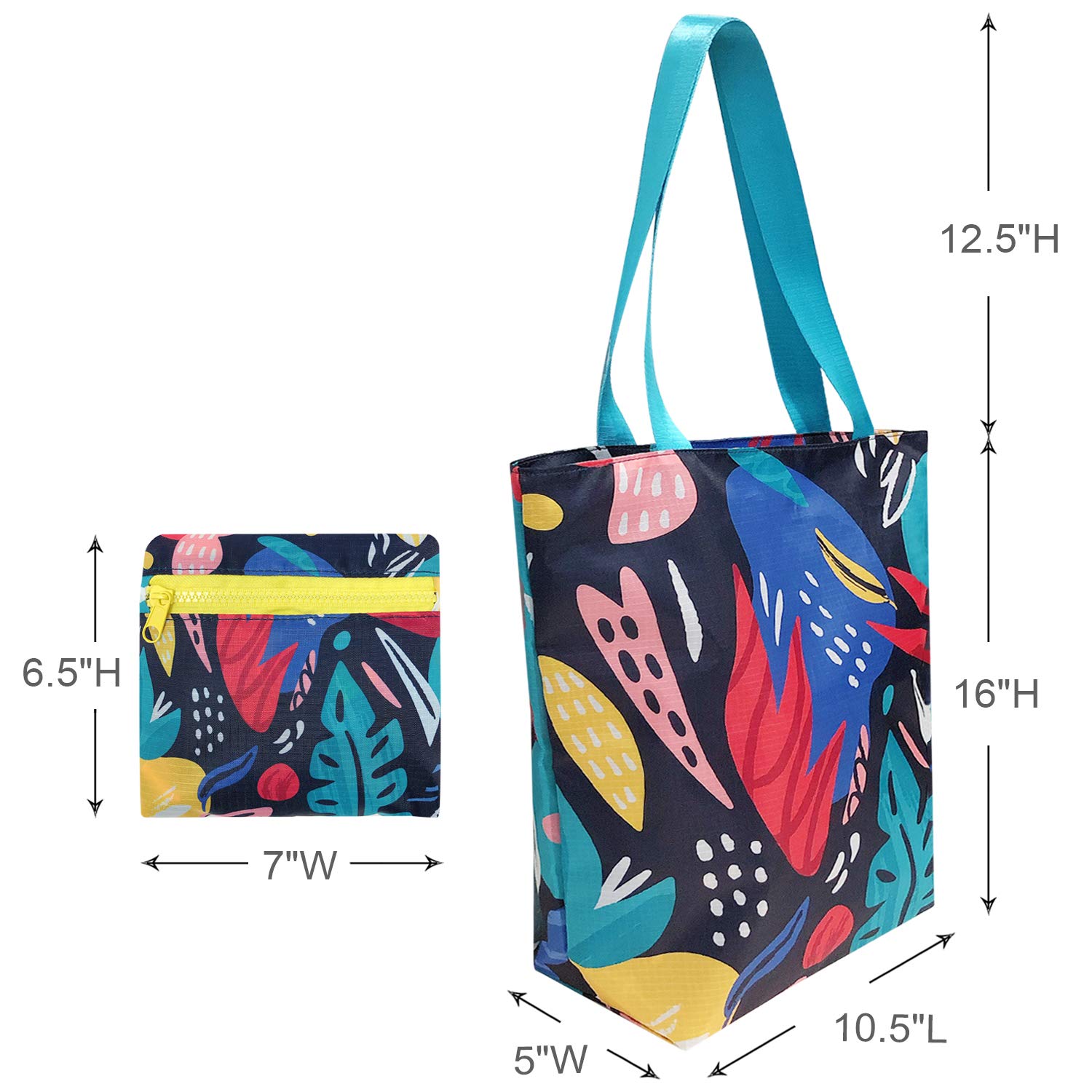 Allydrew Foldable Lightweight Tote Bag - Durable Ripstop Polyester Reusable Shopping Bag for Women & Men - Perfect for Travel, Gym, Beach, Work & Everyday Use