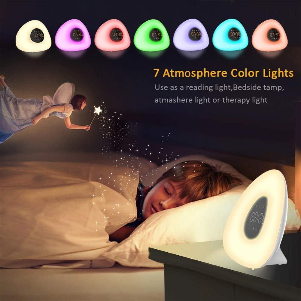 Sunrise Alarm Clock with 10 Natural Sounds & 7 Color LED Light - Smart Wake Up Light, Sunset Simulation, Touch Control, Dimmable Bedside Lamp for Gentle Morning Wakeup & Nighttime Relaxation