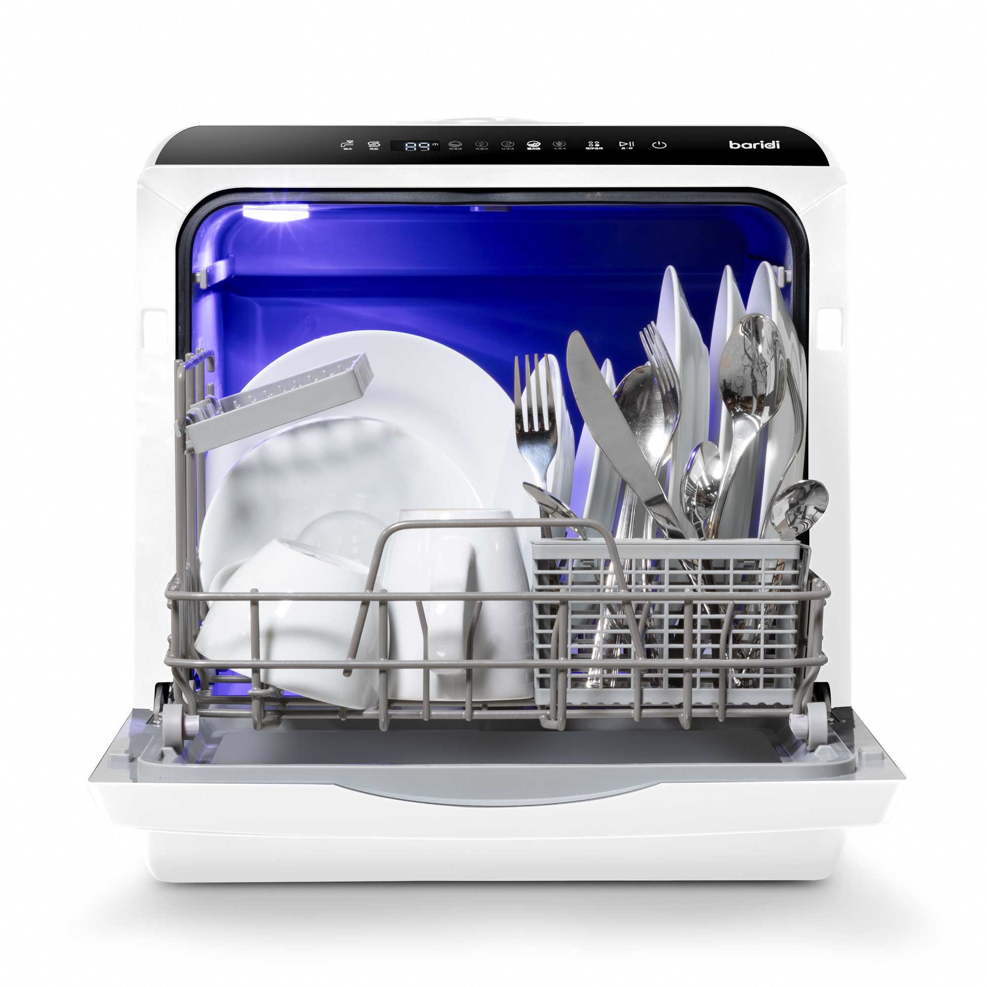 Baridi Mini Portable Tabletop 5L Dishwasher with 2-4 Place Settings - 5 Wash Functions for Small Kitchens, Apartments & RVs | Compact Countertop Dishwasher DH224A | Perfect for Dorms, Camping & Tiny Homes