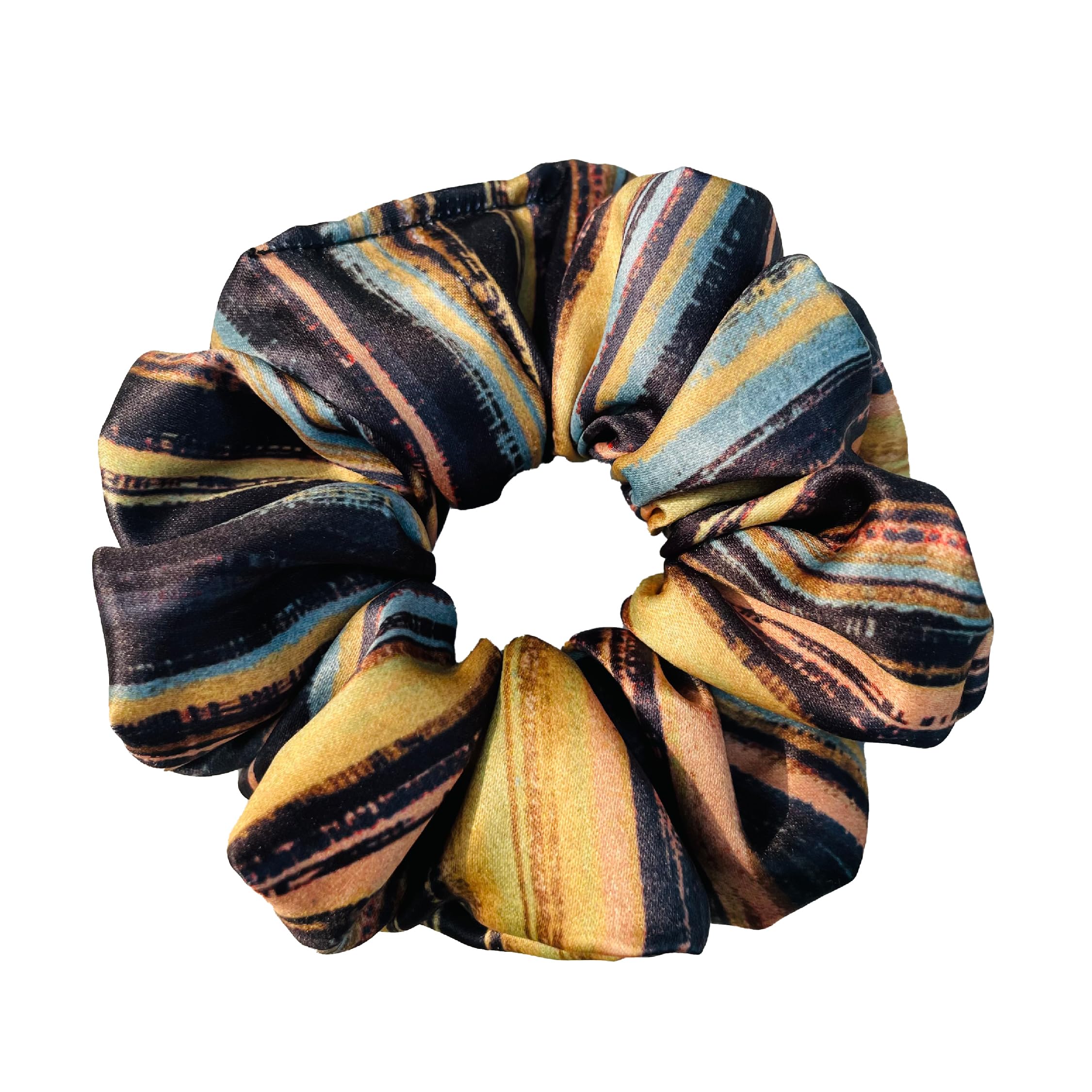 Luxury Satin Scrunchies for Women - Soft Hair Bands Set with Printed Designs & Organizer Bag (3-Pack) - Perfect for Everyday Use, Work, Gym, and Travel