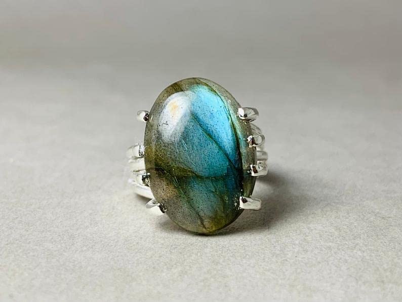 Oval Labradorite Ring - 925 Sterling Silver Gemstone Jewelry, Handmade Statement Ring for Women, Unique Gift for Her | Perfect for Weddings, Parties & Everyday Wear