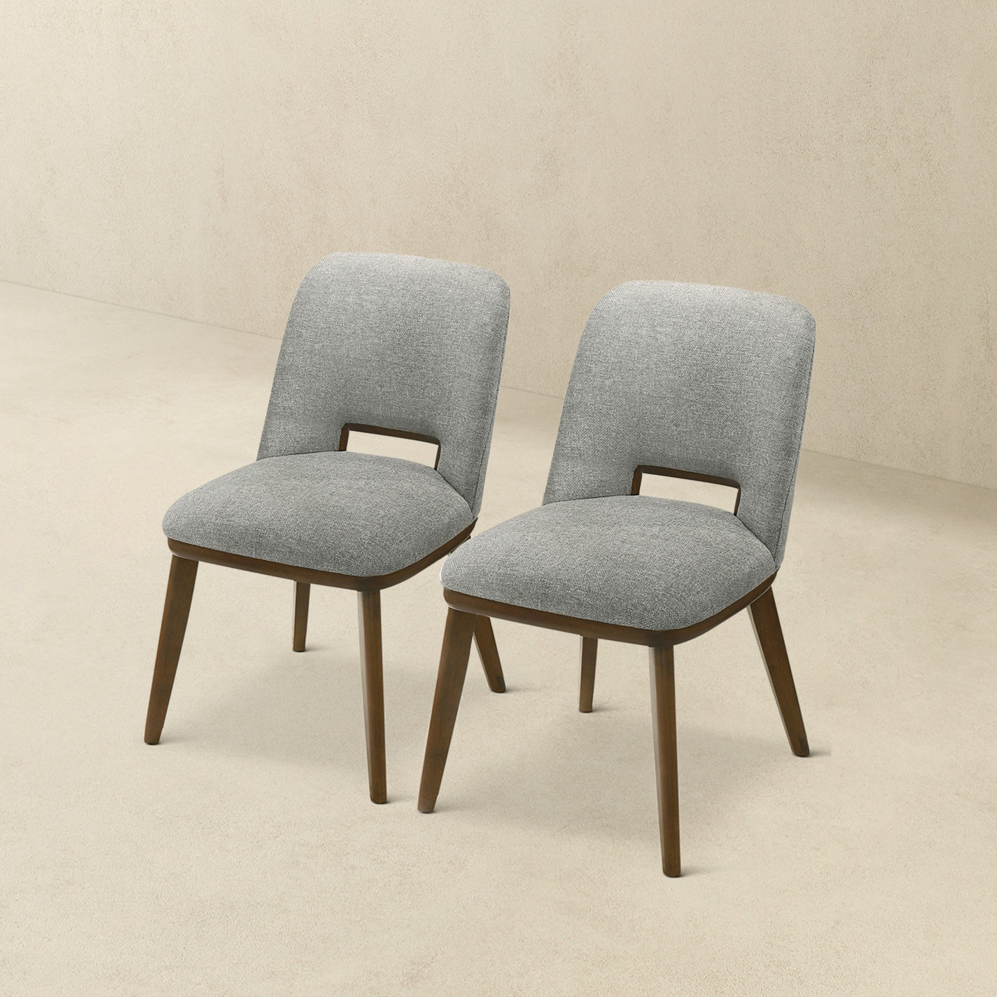 Blake Light Grey Fabric Dining Chairs (Set of 2) - Modern Comfortable Kitchen & Dining Room Chairs for Home, Restaurant, Cafe