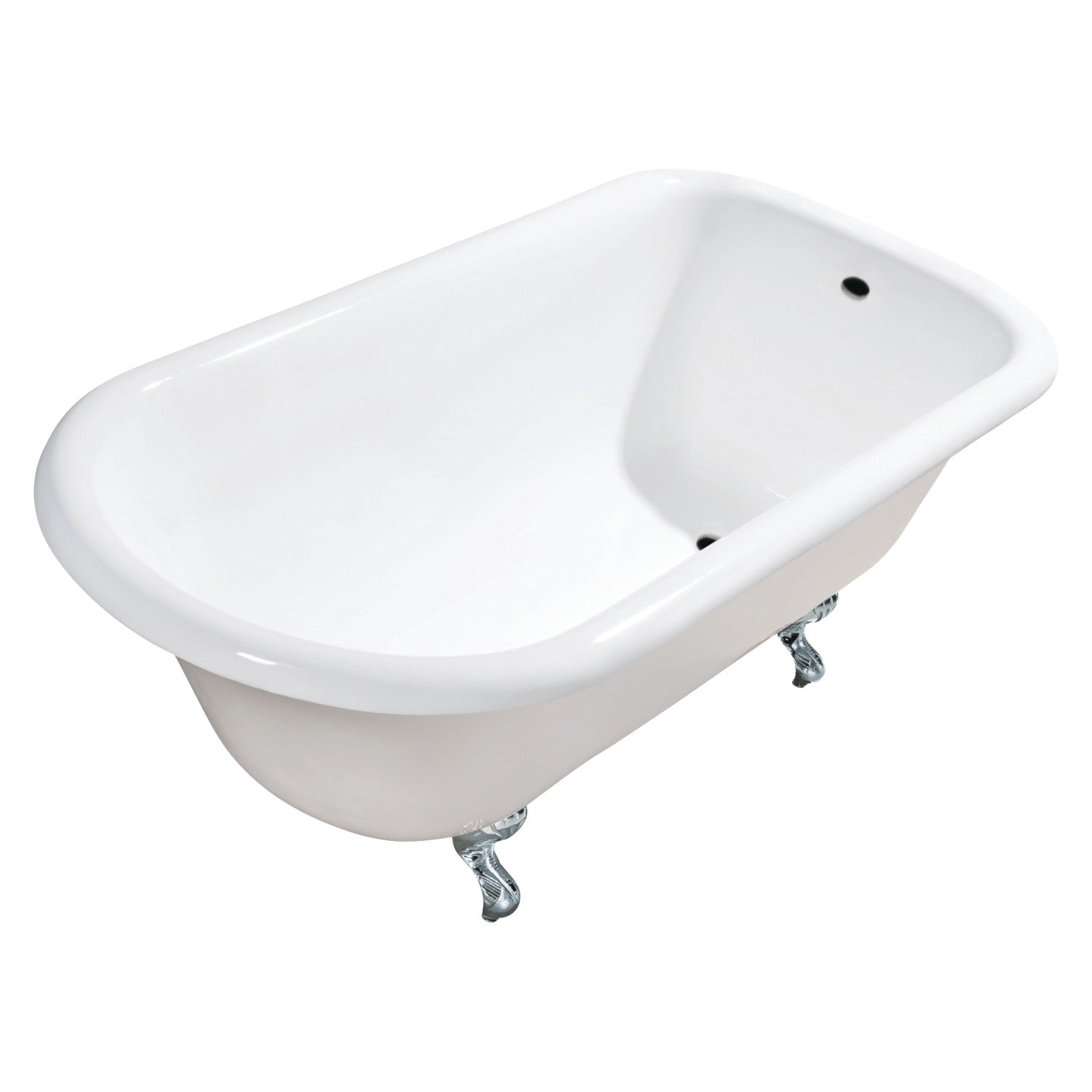 Aqua Eden 54 Inch White Cast Iron Clawfoot Bathtub - Classic Flat Rim Roll Top Design, No Faucet Drillings, Polished Chrome Finish | Vintage Bathroom Decor, Luxury Soaking Tub for Spa-Like Experience