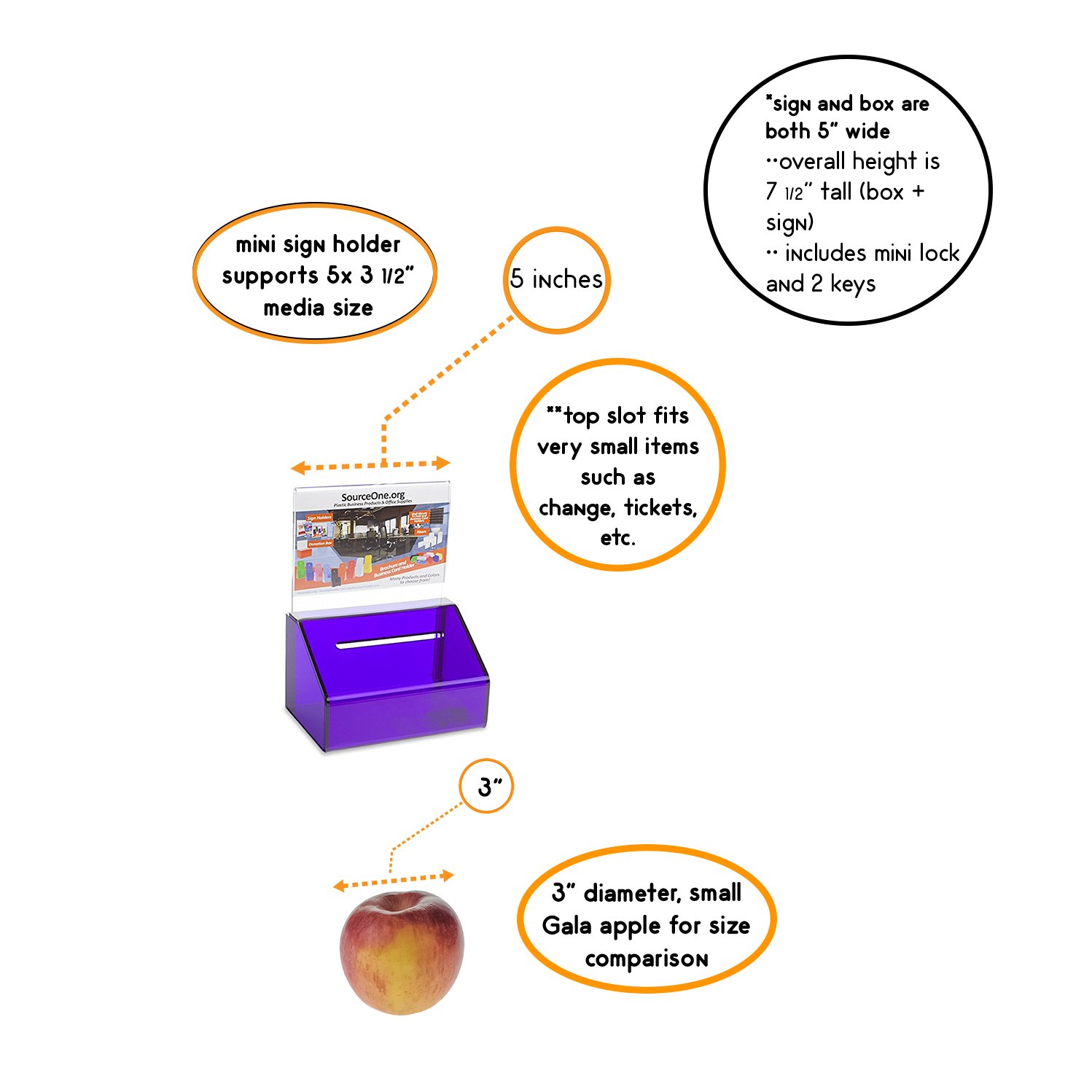 SOURCEONE.ORG Heavy Duty Acrylic Donation Box with Lock & Sign Holder - Secure Ballot, Fundraiser, Event Voting Container for Churches, Schools & Community Events