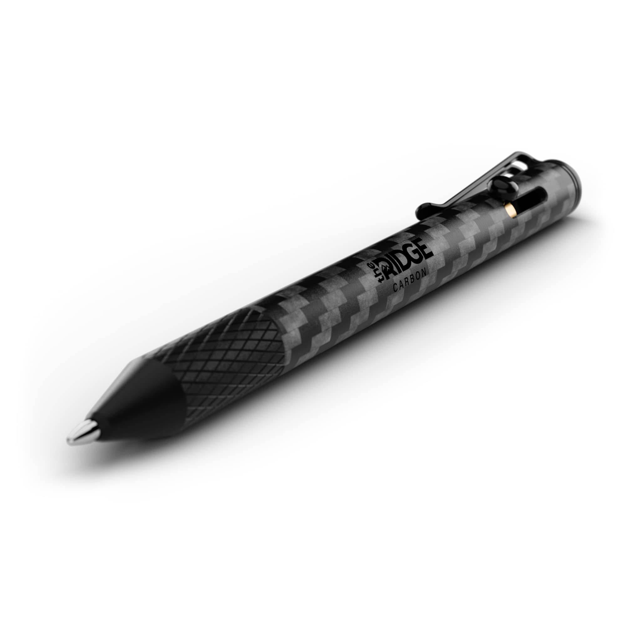 The Ridge Bolt Action Ballpoint Pen - Premium Metal Retractable Pen with Textured Grip | Internal Pressurized Ink Refill & Durable Carbon Fiber 3K Design | Perfect for Office, Business Meetings & Everyday Writing Tasks