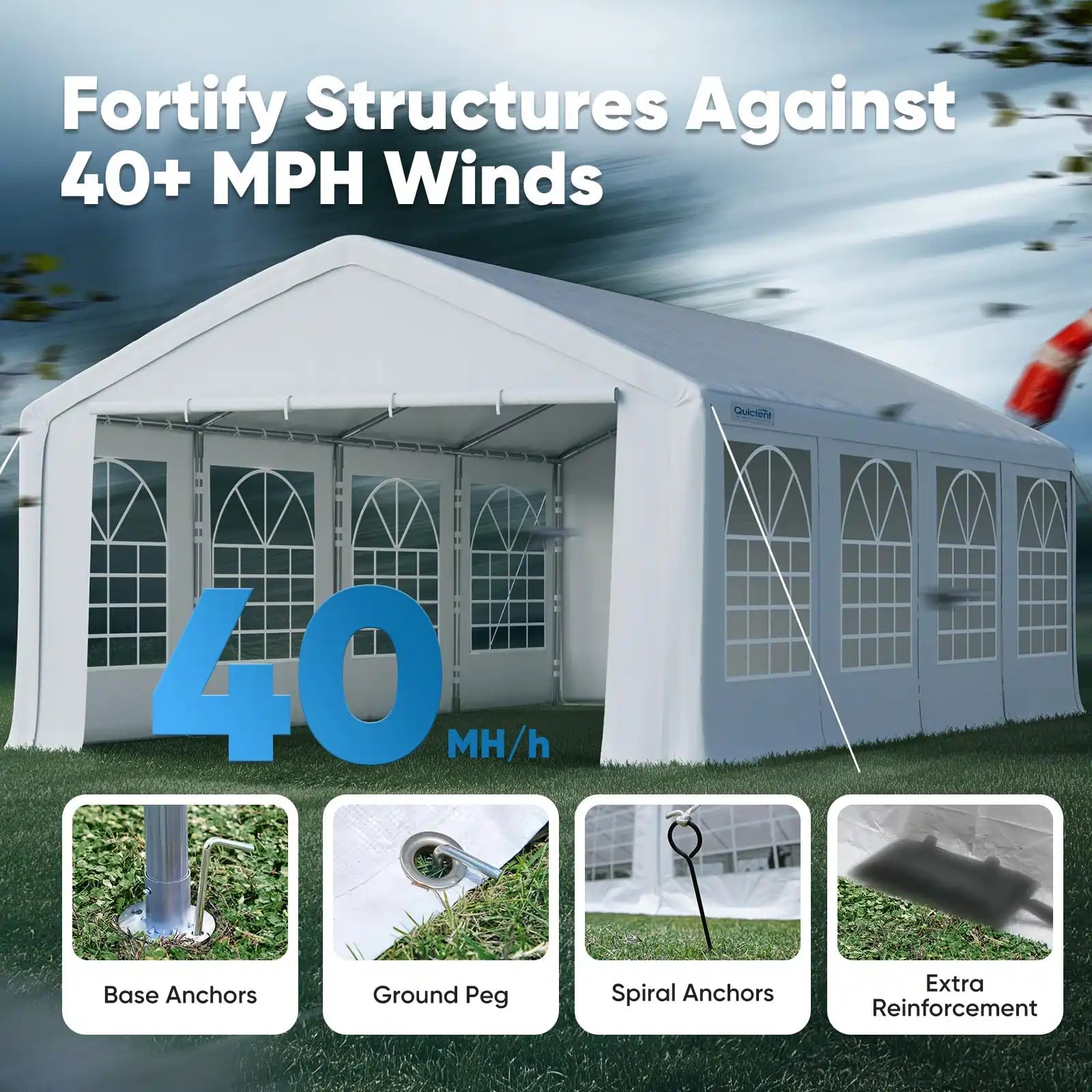 13' x 26' White Party Tent - Waterproof Outdoor Canopy for Weddings, Picnics & Backyard Events