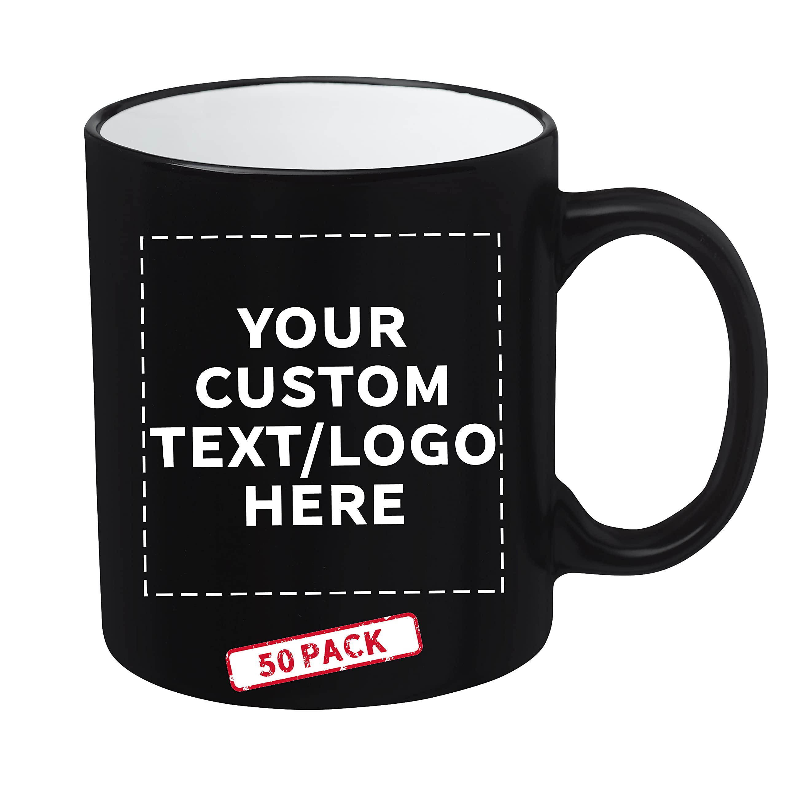 Premium 11 oz Matte Two-Tone Coffee Mugs Set of 2 - Customizable Text & Logo - Durable Stoneware Drinkware with C-Handle - White - Perfect for Office, Home & Gifts
