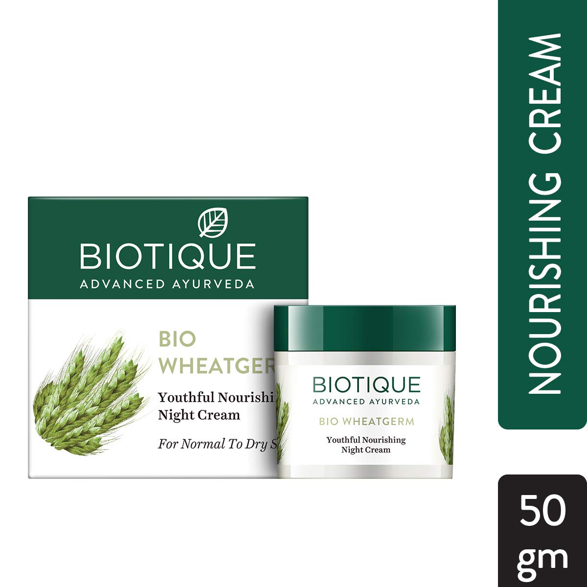 Biotique Bio Wheat Germ Firming Night Cream for Face & Body - 50g for Normal to Dry Skin | Hydrating & Anti-Aging | Perfect for Nighttime Skincare Routine    Biotique Bio White Advanced Fairness Treatment Cream - 50g | Brightening & Even Skin Tone | Ideal for Daily Use & Glowing Complexion