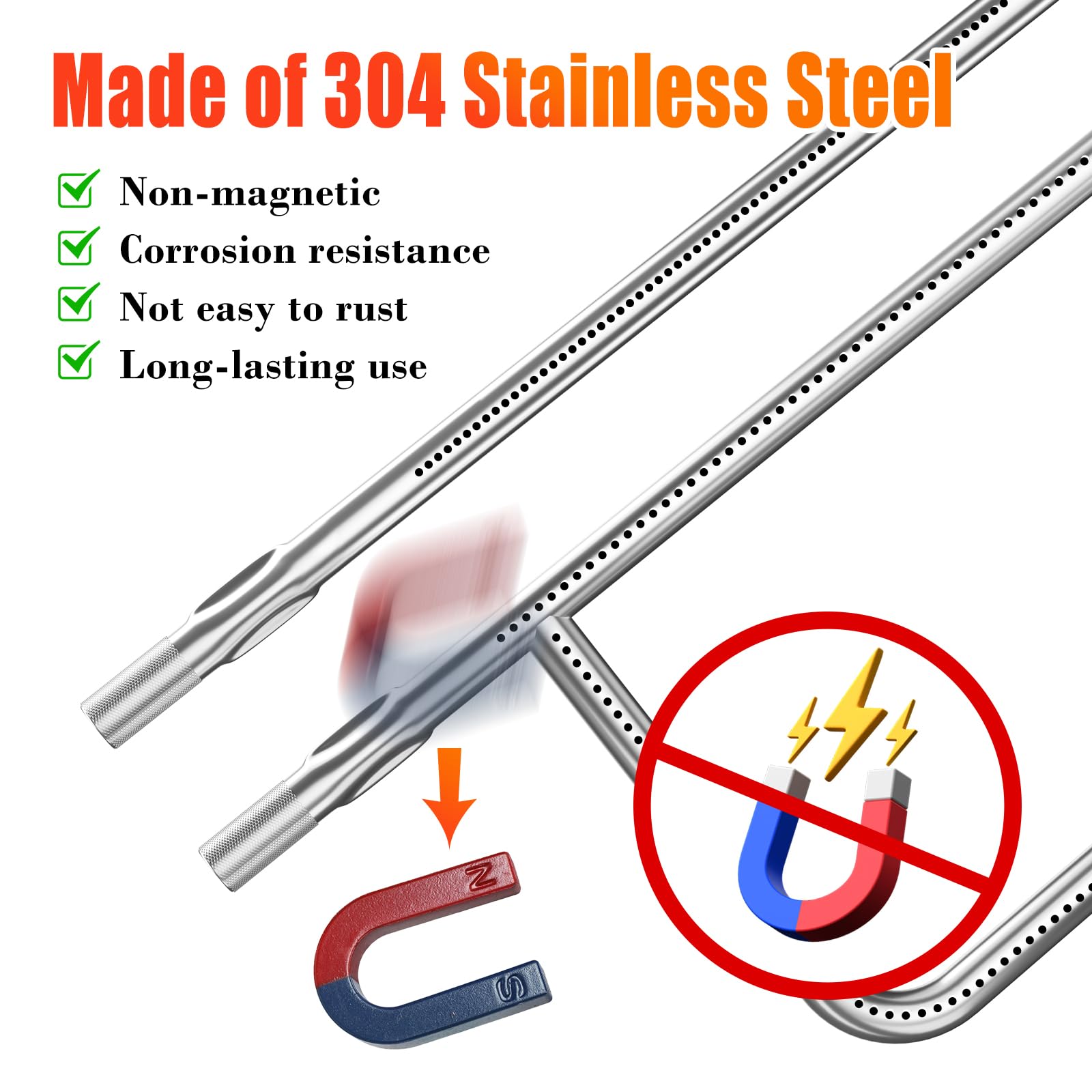 Hisencn 65032 Stainless Steel Grill Burner Tube Replacement for Weber Q3200, Q3000, Q320, Q300, 57060001, 404341, 586002 Gas Grills - Compatible with Weber Q Series 60036, 80385, 13122 - Perfect for Outdoor BBQ, Backyard Cooking & Camping Grilling