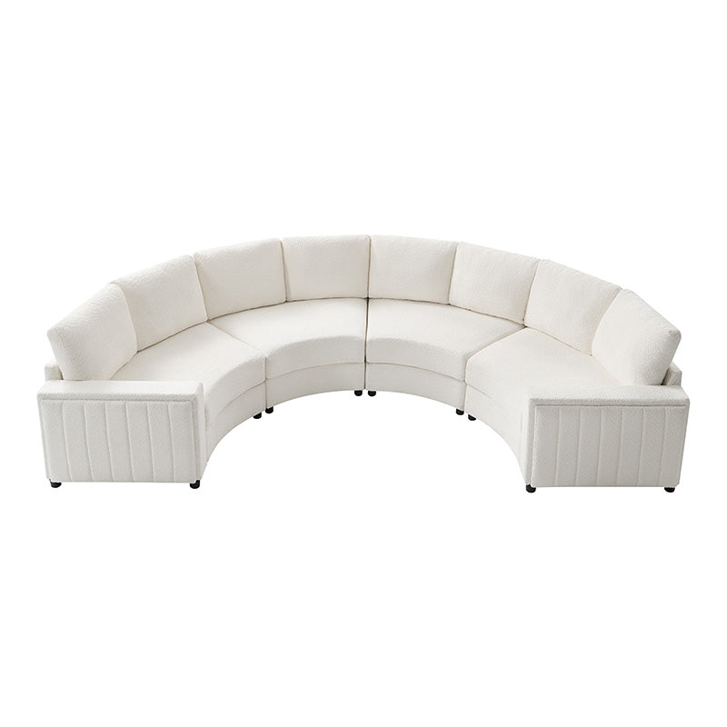 Aeris Modern Curved Sectional Sofa Set - L-Shaped Couch with Ottoman for Living Room, Lounge & Entertainment Spaces | Contemporary Fabric Upholstery, Comfortable Seating for Family & Guests