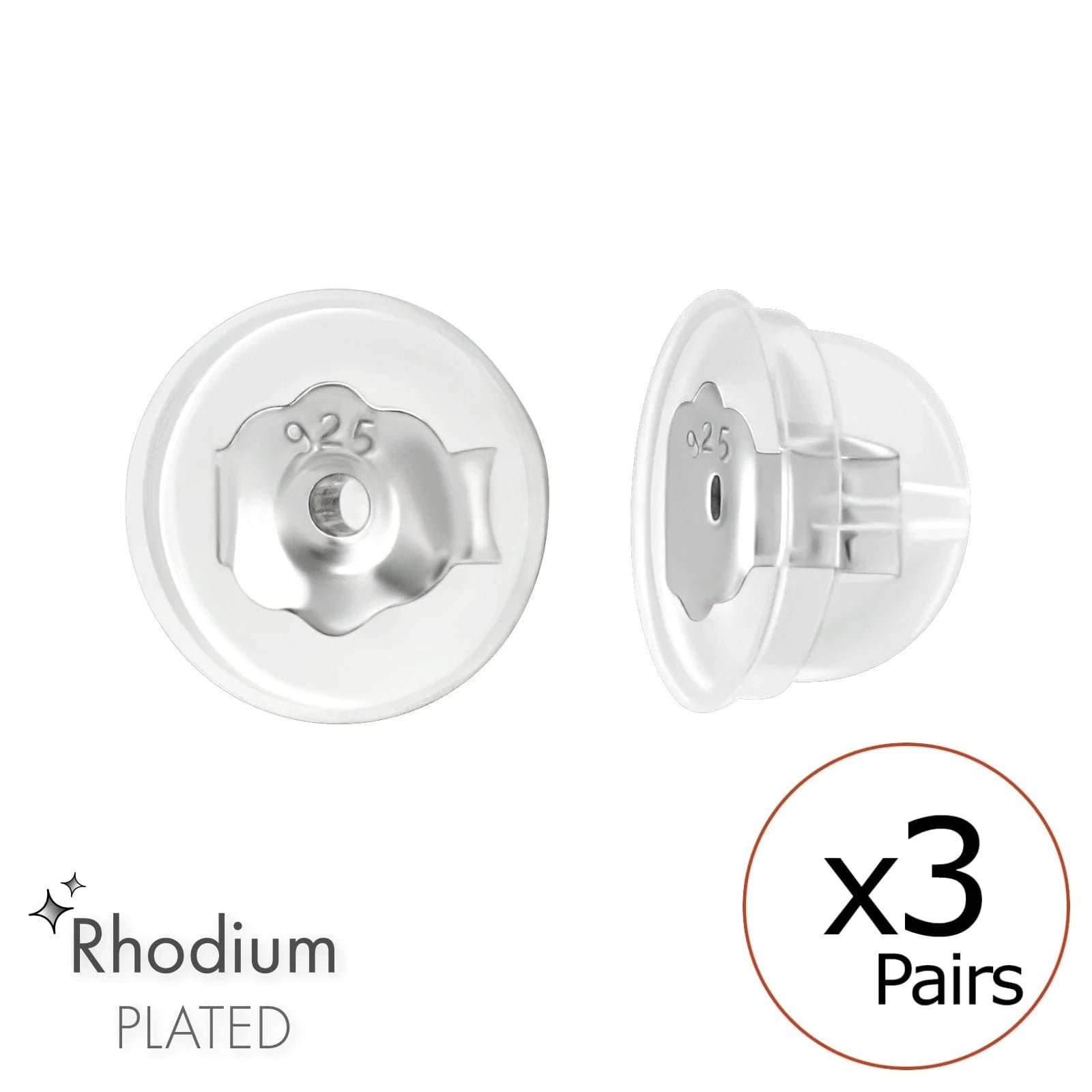 3 Pairs Silver & Silicone Butterfly Back Earrings for Sensitive Ears - Hypoallergenic Studs for Women & Girls, Perfect for Daily Wear, Parties & Gifts