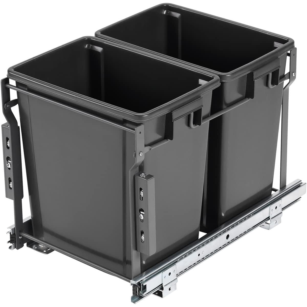 28 Quart Pull Out Trash Can Under Cabinet - Dual Compartment Kitchen Waste Bin for Under Sink Organization | Perfect for Small Kitchens & Recycling Sorting