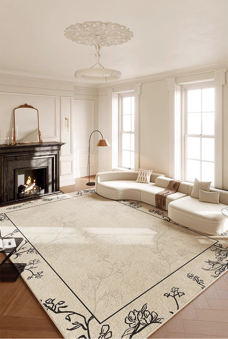 Modern Area Rugs for Dining Room & Bedroom - French Style Floral Pattern Contemporary Rug for Living Room Interior Design - Perfect for Home Decor, Office & Apartment Flooring