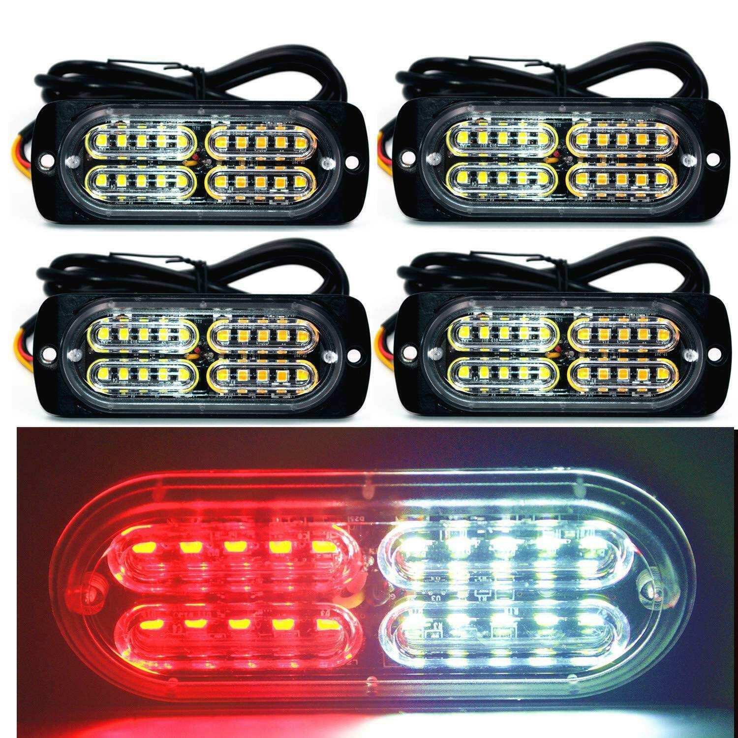 MASO 20LED Side Marker Lights - Yellow & White Truck Trailer Warning Lamps (4PCS) for Enhanced Road Safety | Perfect for Semi Trucks, Trailers & Commercial Vehicles in Low Visibility Conditions