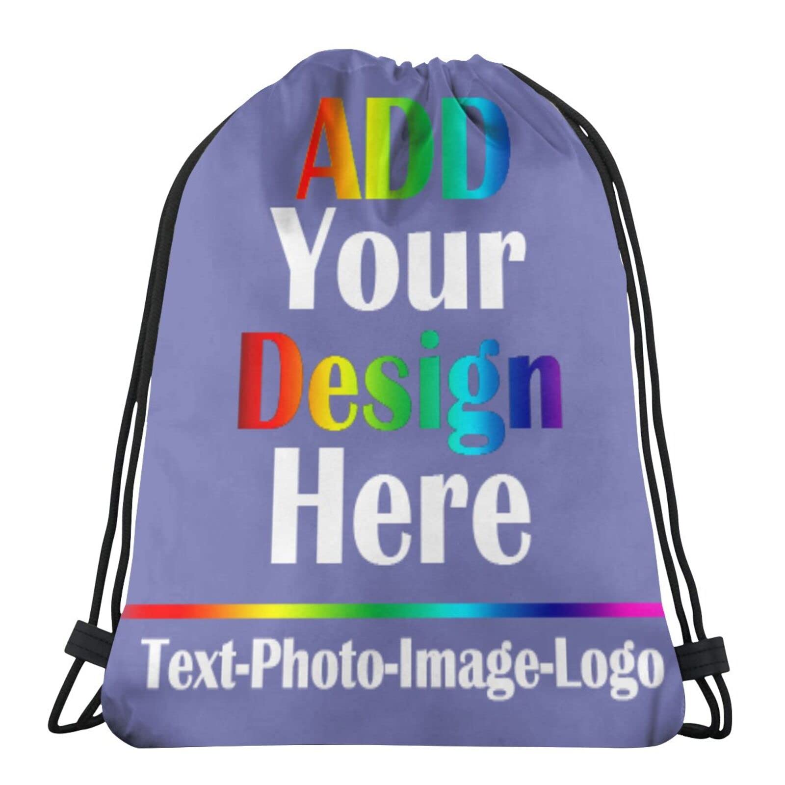 Custom Personalized Gym Drawstring Bags with Photo/Text/Logo Print - Lightweight Sports Backpack for Men & Women - Perfect for Yoga, Travel, School & Shopping (Violet)