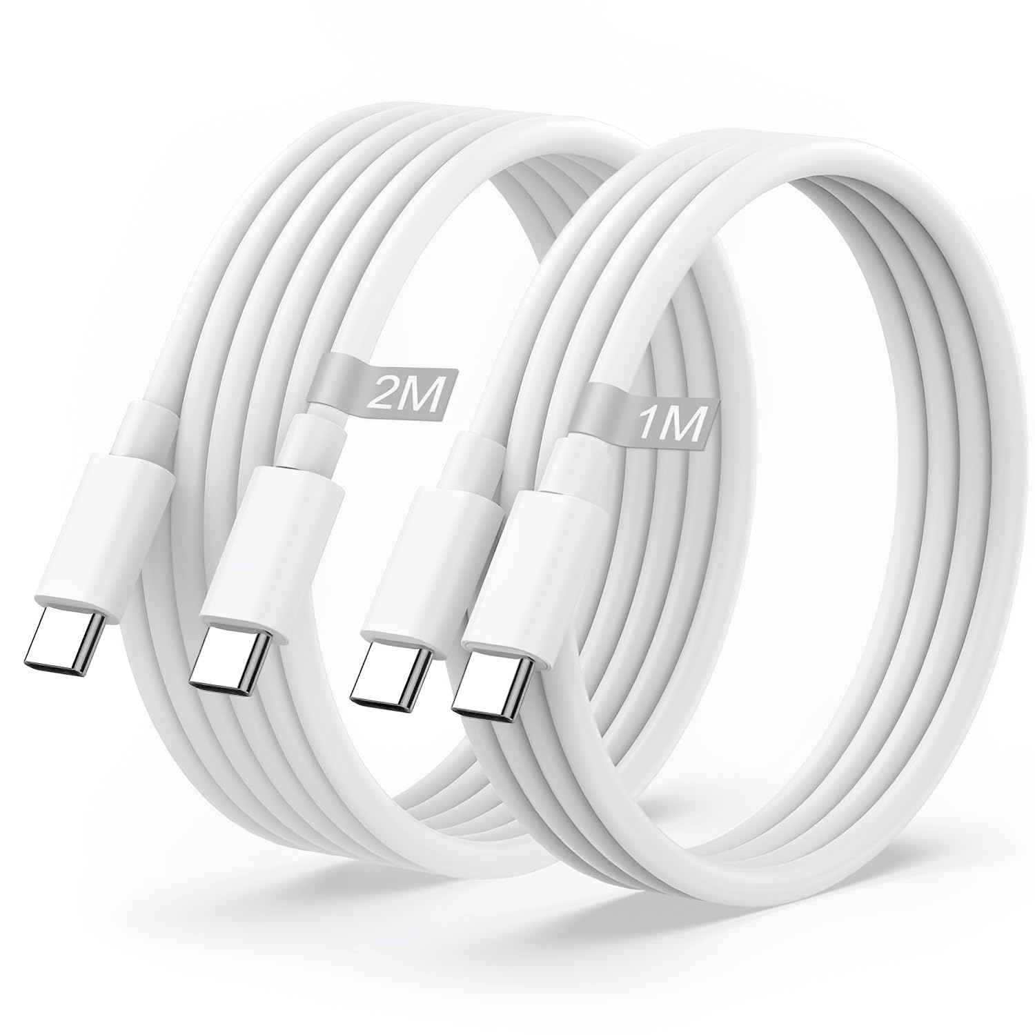 Premium USB C Cable [2-Pack 1M+2M] Fast Charging & Data Sync for iPhone 15/14/13 Pro Max, iPad Pro/Air, Samsung Galaxy S24/S22/S21, Huawei, Google Pixel, PS5, Xiaomi, OnePlus - Perfect for Home, Office & Travel Charging