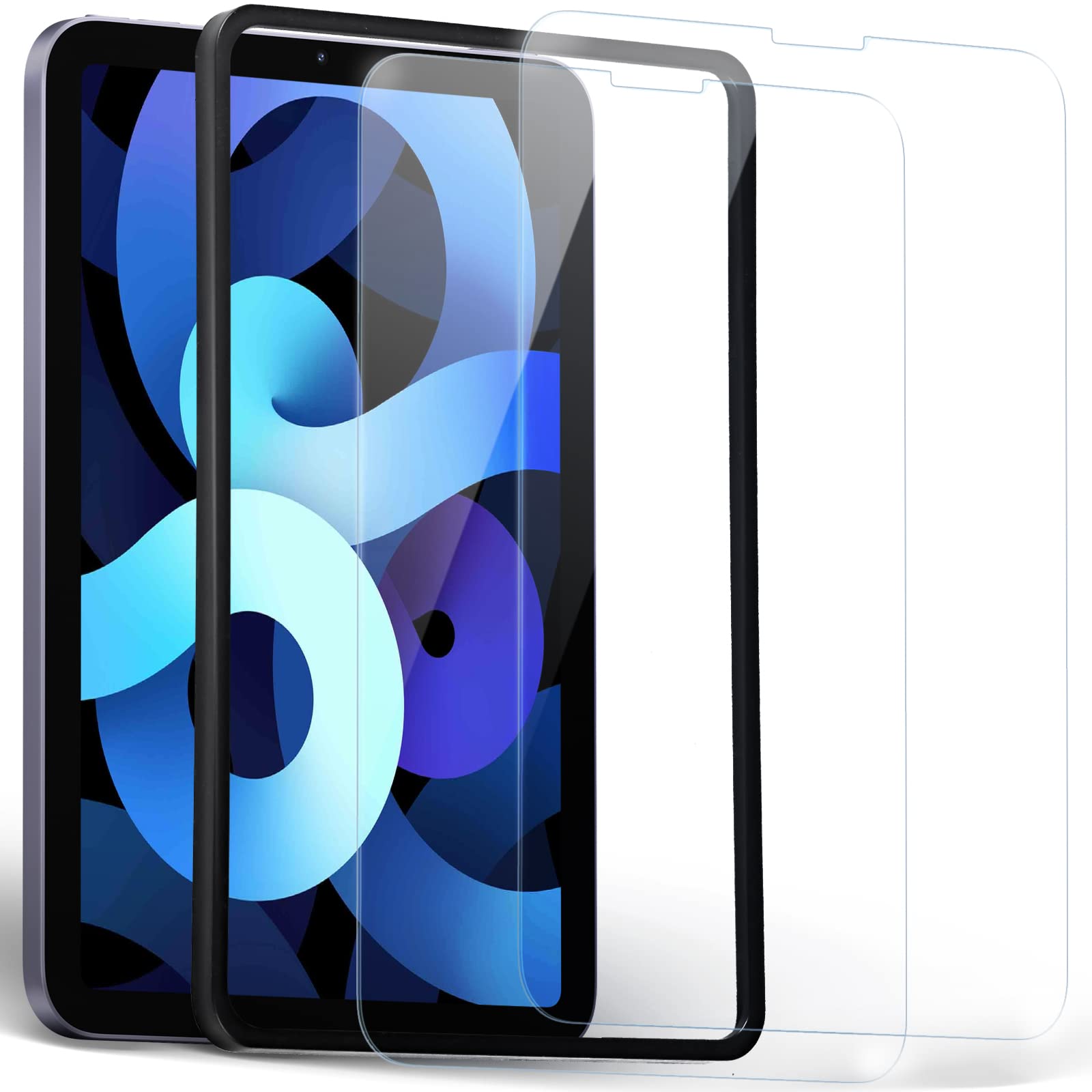 Premium Tempered Glass Screen Protector for iPad Air 4 & 5 (10.9 Inch) - 2 Pack Ultra Clear, Anti-Scratch, Bubble-Free with Easy Installation Frame - Perfect for Work, Study & Entertainment Protection