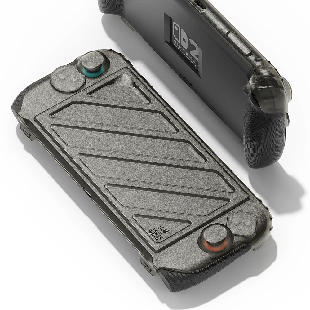 Savage Raven by Skull & Co. Nintendo Switch 2 Front Cover Bundle with StandGrip - Smoky Black Protective Case & Black Stand for Gaming on the Go, Travel, and Home Entertainment