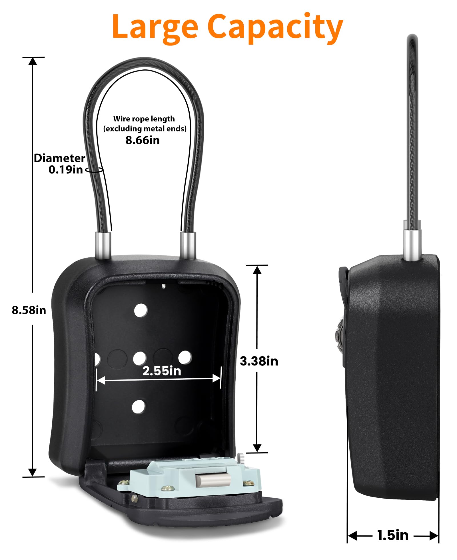 Portable Key Lock Box - Secure Key Holder Safe for House, Garage, Garden & Store | Indoor & Outdoor Use | Black (1 Pack) | Perfect for Vacation Home Access, Spare Key Storage & Property Management