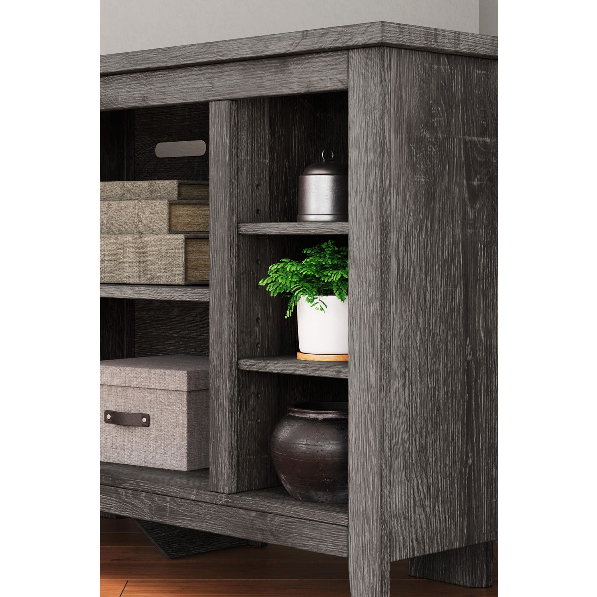 Arlenbry Corner TV Stand in Gray - Modern Space-Saving Entertainment Center for Living Room & Bedroom