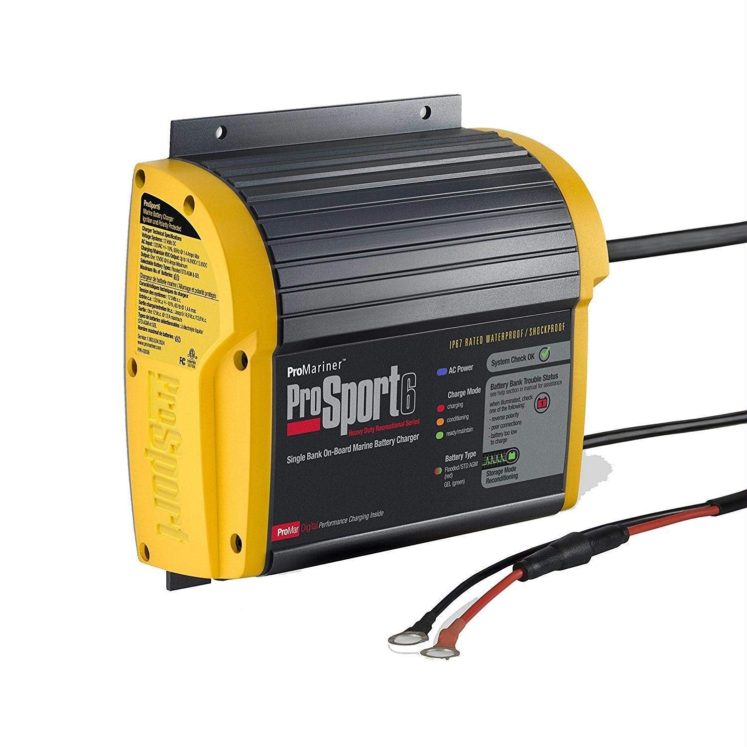 ProMariner Gen 3 ProSport 20 Amp 12/24/36 Volt 3 Bank Waterproof Marine Battery Charger 43021 - Premium Boat Battery Charger for Saltwater & Freshwater Boating, Fishing, and Yachting