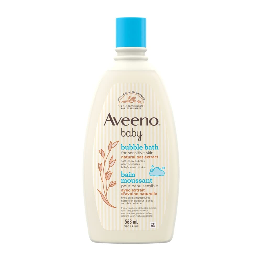 Aveeno Baby Bubble Bath & Body Wash - Hypoallergenic 568ml for Sensitive Skin - Calming Baby Bath Time
