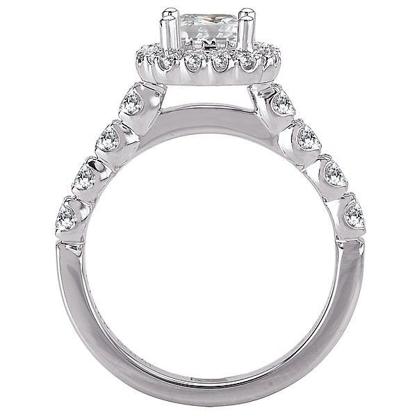 18KT White Gold 1/2 CTW Diamond Cushion Halo Engagement Ring Setting for 3/4 CT Cushion Cut Center Stone - Perfect for Proposals, Anniversaries & Special Occasions