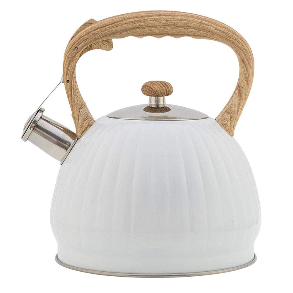 Premium 3.5L Stainless Steel Whistling Tea Kettle with Wooden Handle - Stovetop Safe for Gas, Electric & Induction - Perfect for Home, Office & Camping Tea Brewing