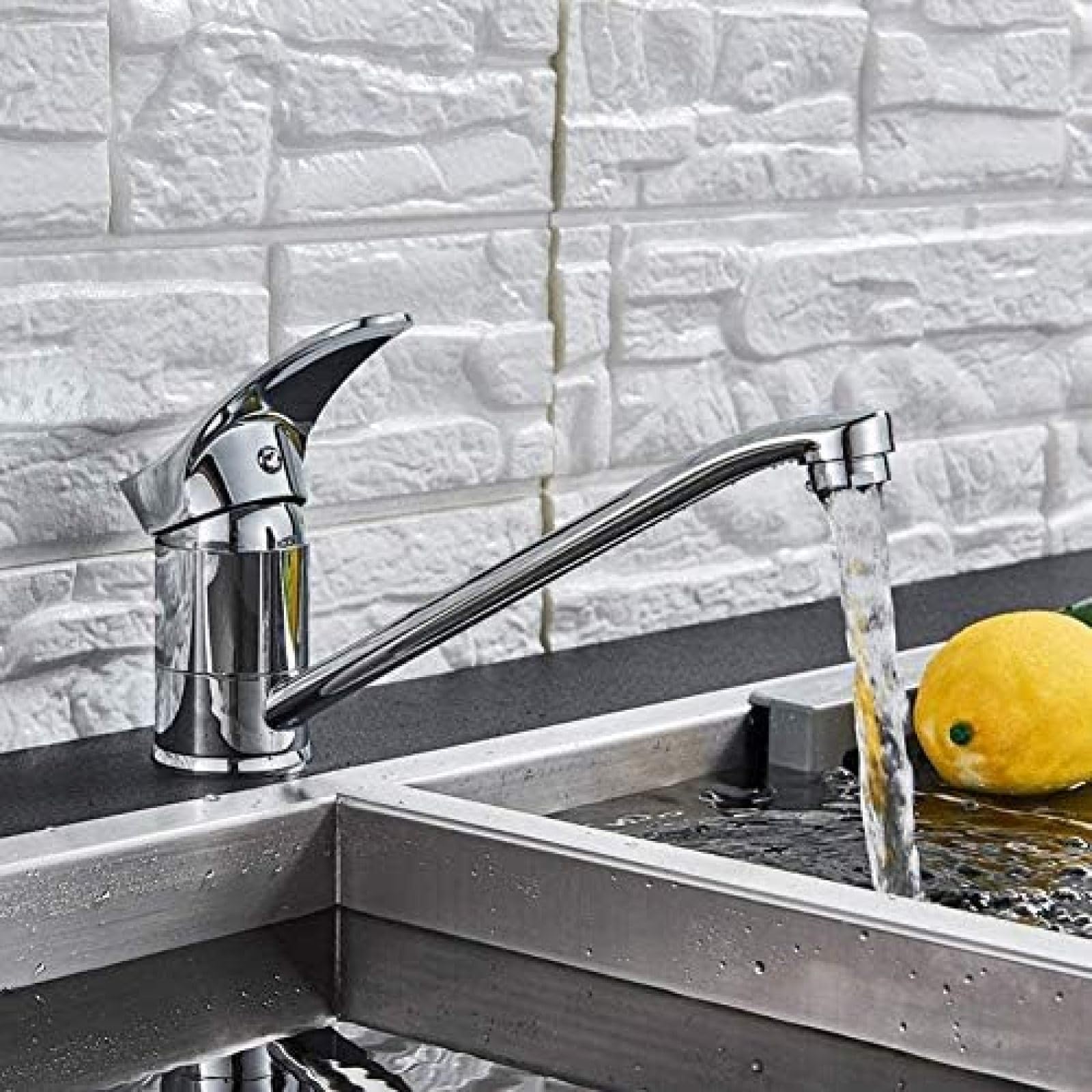 CRJUS Premium Brass Kitchen Faucet - Hot & Cold Water Mixer with 360° Swivel Spout for Sink - Ideal for Modern Kitchens, Dishwashing & Food Prep