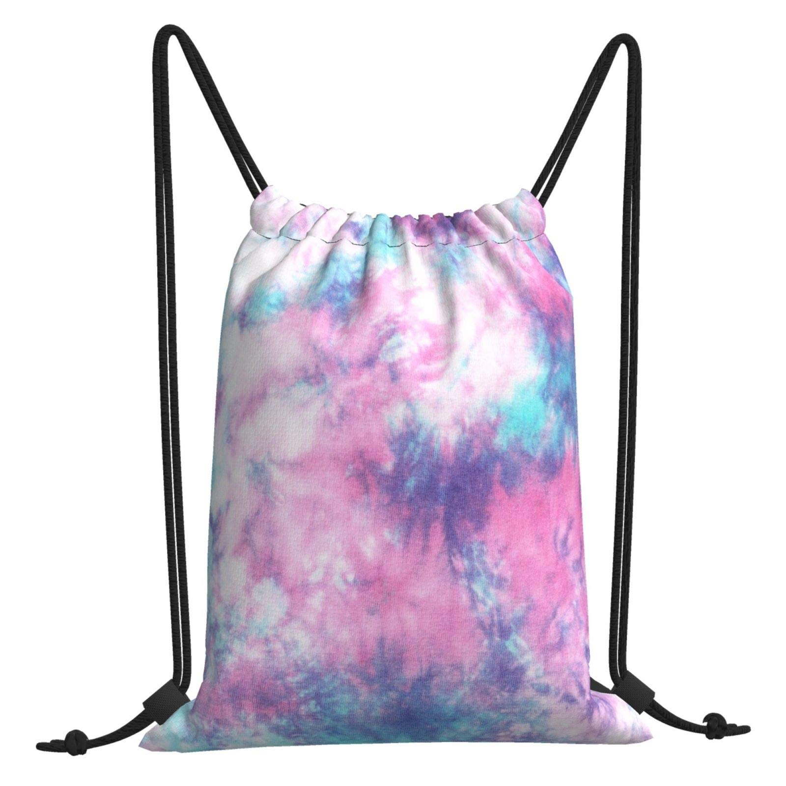 Dujiea Drawstring Backpack - Pastel Blue Pink Tie Dye Gym Bag for Men & Women | Lightweight Sports Sackpack for Yoga, Swimming, Travel & Shopping | Perfect for Gym, Beach & Daily Use