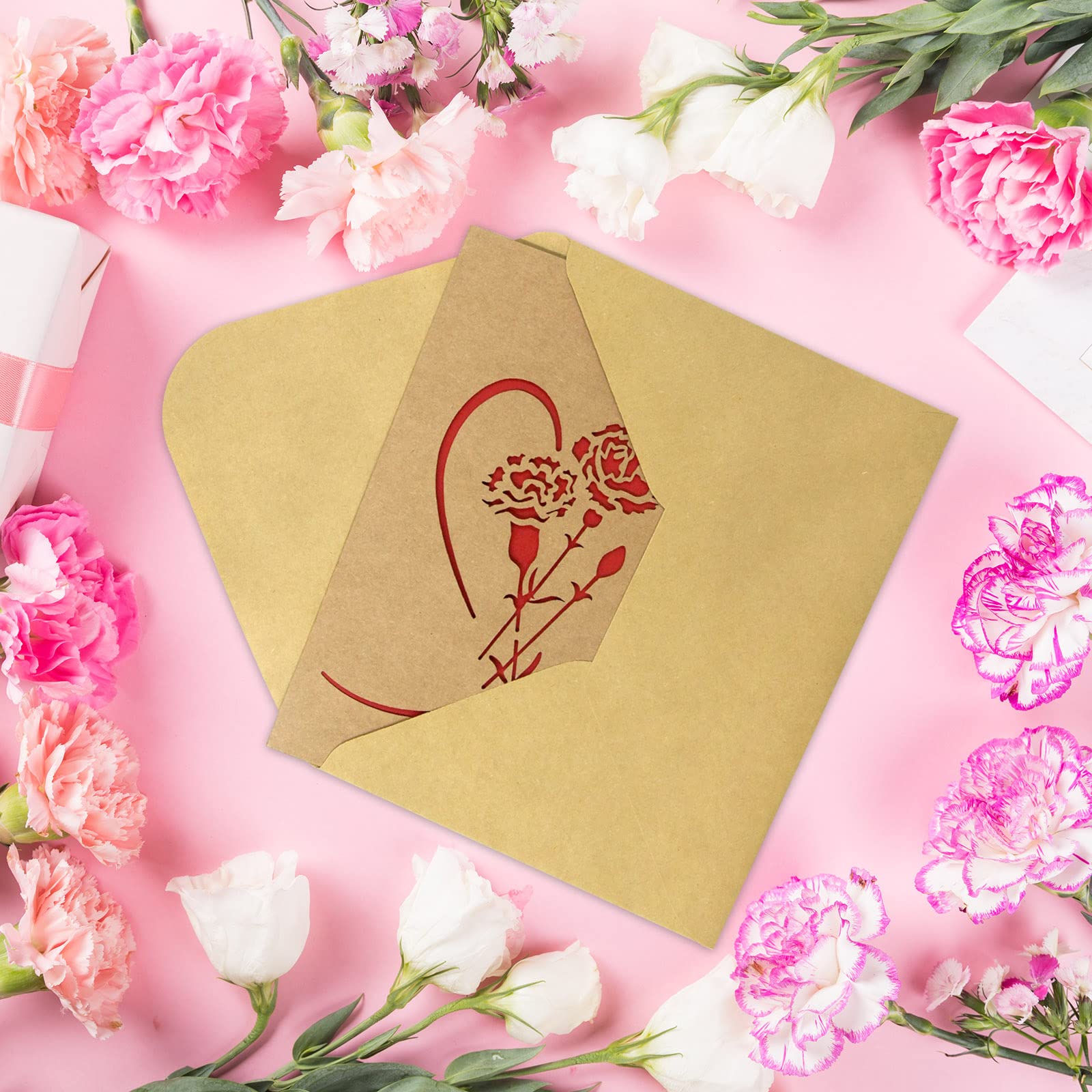 12 PCS Happy Mother's Day Kraft Cards with Envelopes & Stickers - Die Cut Greeting Cards for Mom - Perfect Mother's Day Gifts for Wife, Grandma & Special Women (Use for Handwritten Notes, Party Favors & Keepsakes)