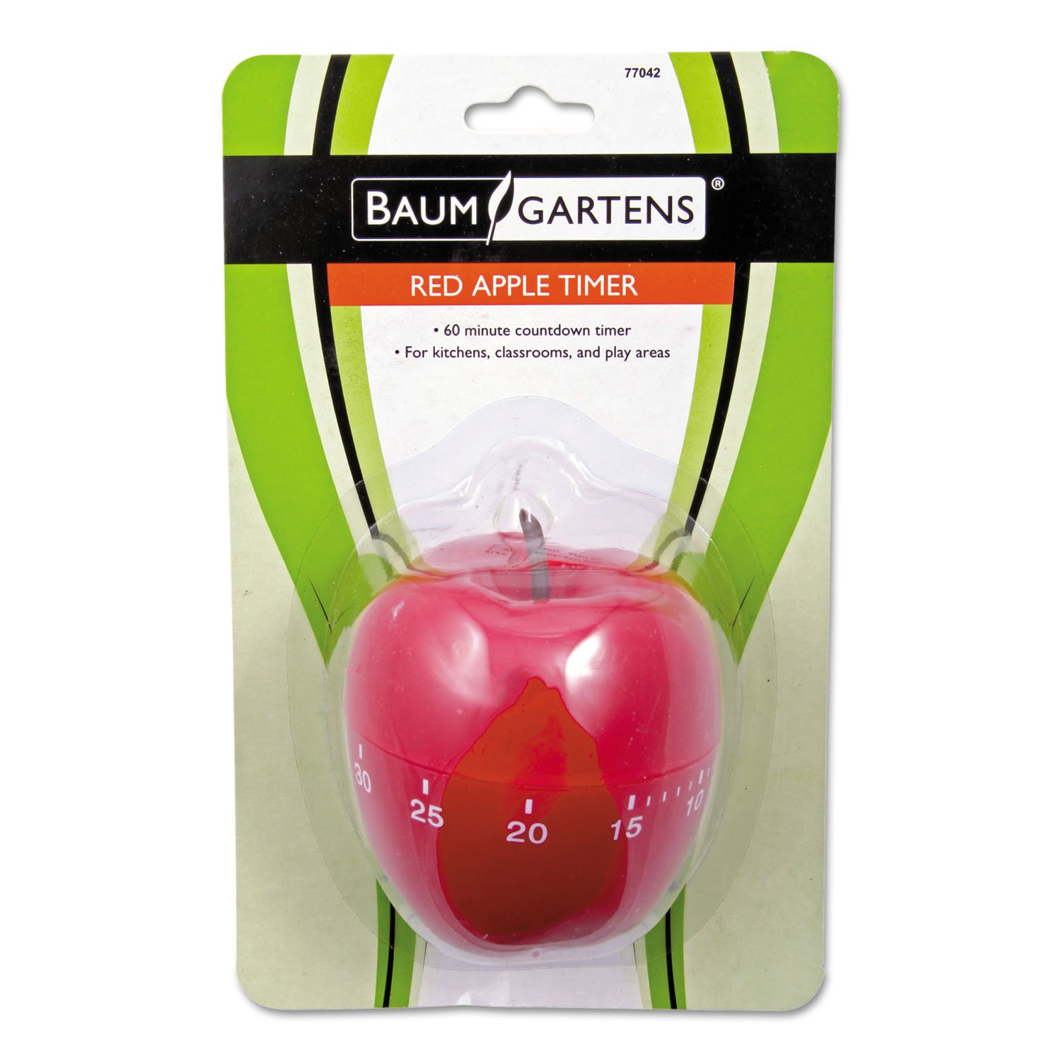 Baumgartens 77042 Red Apple Shaped Timer - 4-Inch Kitchen Timer for Cooking, Baking & Classroom Activities