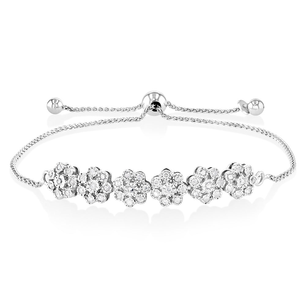 1/2 Carat Diamond Sterling Silver Fancy Bracelet for Women - Elegant Gift for Anniversary, Valentine's Day & Special Occasions