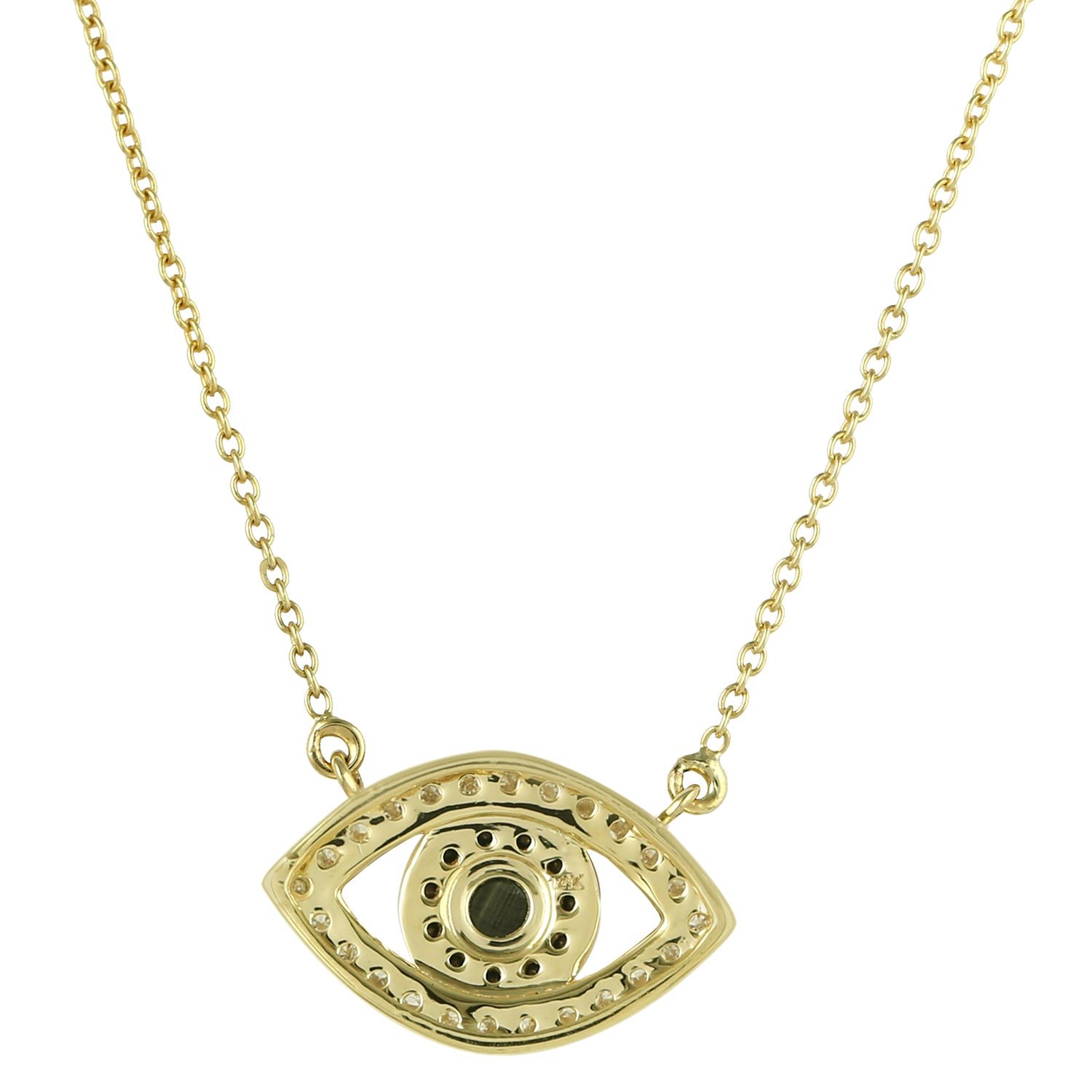 14K Yellow Gold Pave Blue Sapphire and Diamond Evil Eye Choker Necklace for Women - Elegant Protection Jewelry Gift for Birthday, Anniversary & Special Occasions