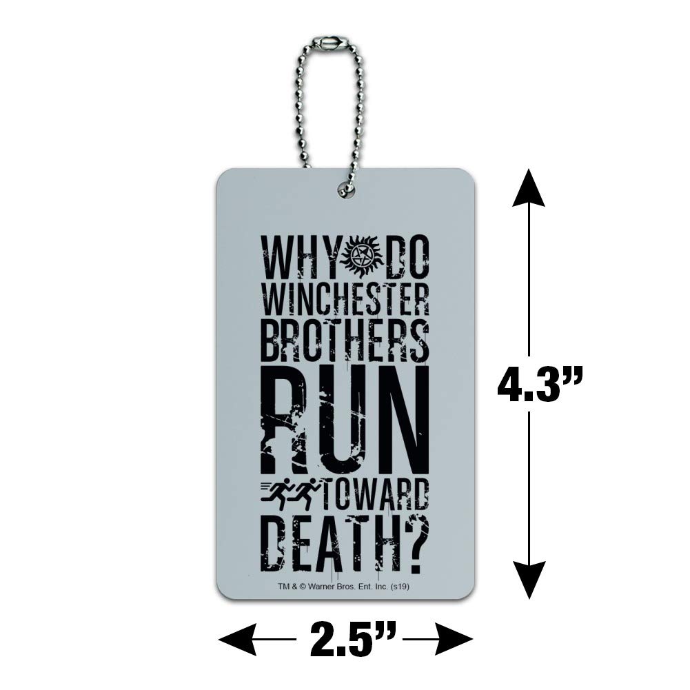 Supernatural Winchesters Run Toward Death Luggage Tag - Durable Carry-On ID Card for Suitcases & Travel Bags - Perfect for Conventions, Cosplay & Supernatural Fans