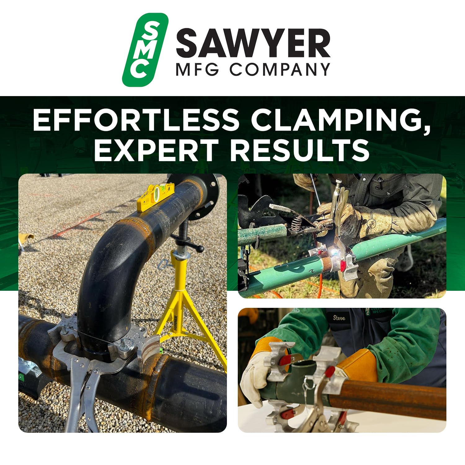 Sawyer Mfg 3rd Hand Welding Clamp - Portable Pipe Alignment Tool for Butt Weld Pipes - Lightweight Multifunctional Welder Accessory - Perfect for Plumbing, HVAC & Metal Fabrication Projects