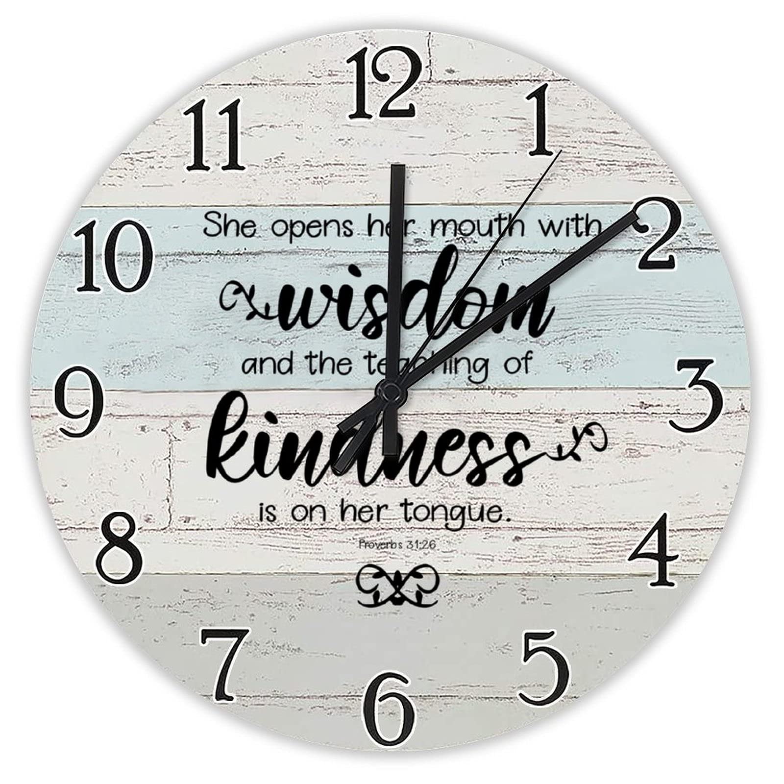 Religious Wooden Wall Clock - Bible Verse Art for Christian Home Decor