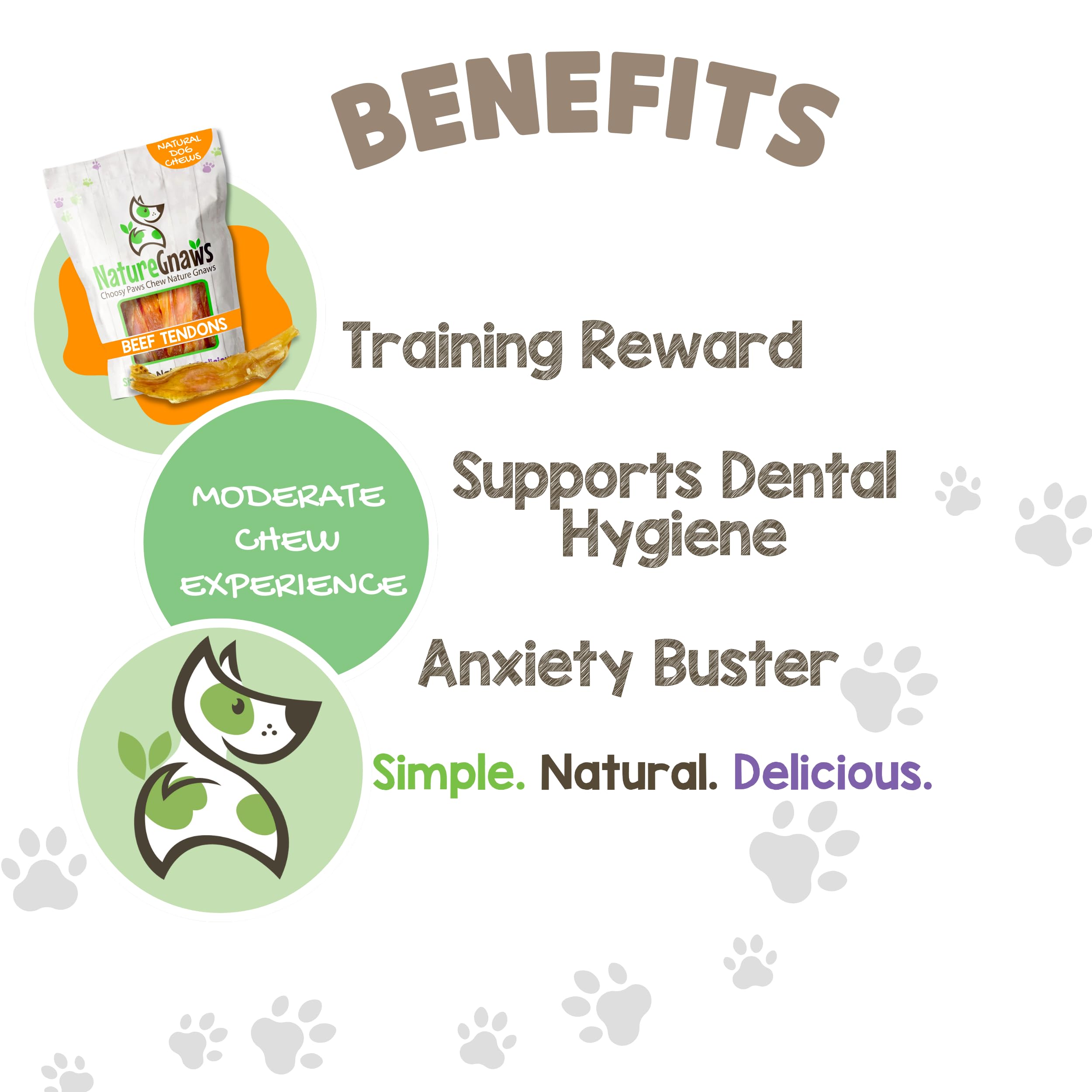 Natural Beef Tendon Dog Chews - 4-5 Inch Rawhide-Free Treats for Small & Medium Dogs (12 Count) | Long-Lasting Dental Chews | High-Protein Training Snacks for Puppies & Adult Dogs | Perfect for Crate Training, Teething Relief & Anxiety Soothing